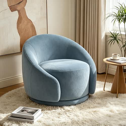 VANOMi Swivel Chairs for Living Room, 32" W Velvet Accent