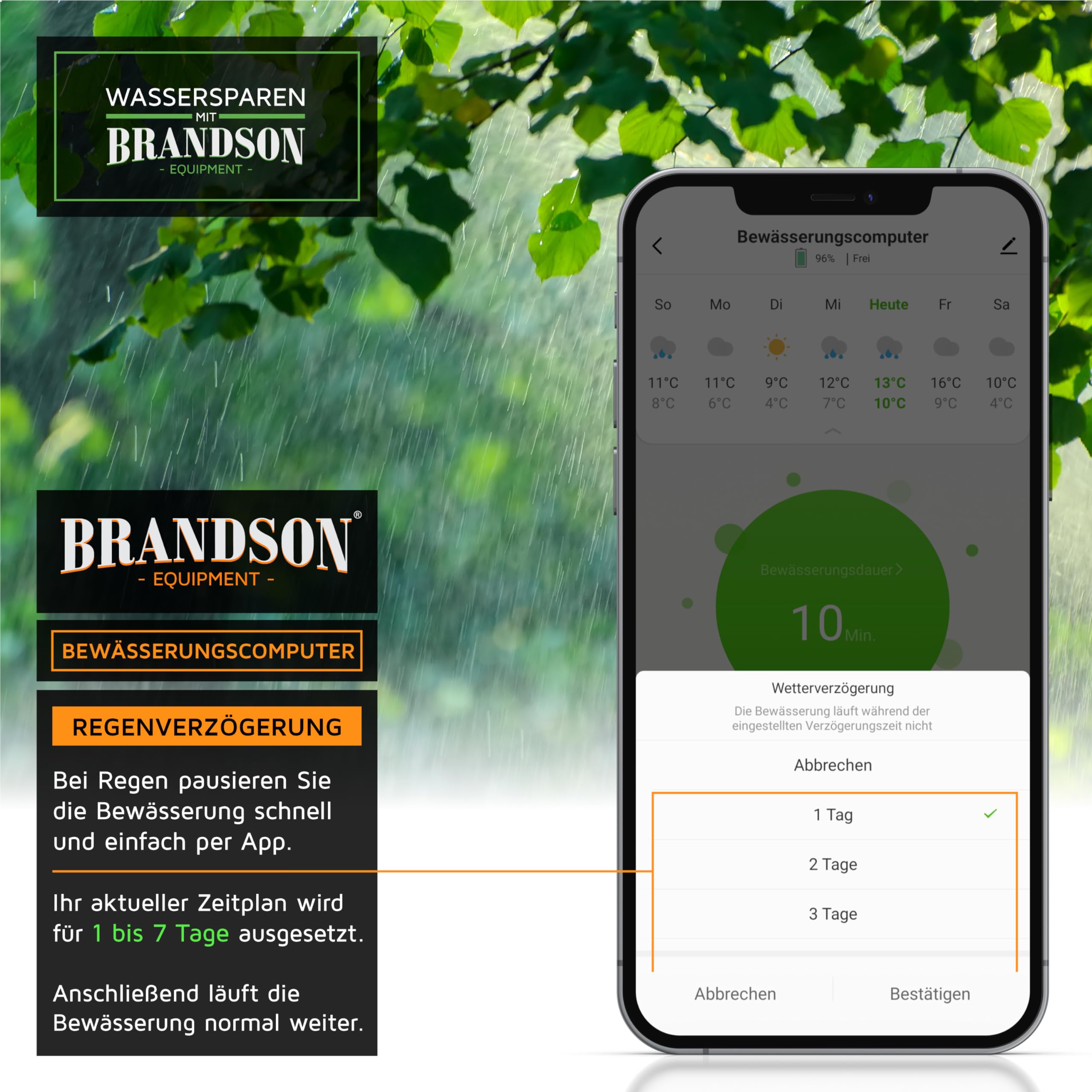 Brandson - Bewässerungscomputer Smart mit WLAN - WiFi Bewässerungssystem Garten - Bewässerungstimer - Automatische Bewässerung - mit App - Alexa, Google Assistant