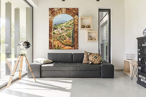 Miniatura 2 de Viñedo toscano de Brad Simpson  Tapiz tejido para colgar en la pared  Lush Italian Villa Hillside  100% algodón, tamaño de EE. UU. 90 x 64 pulgadas