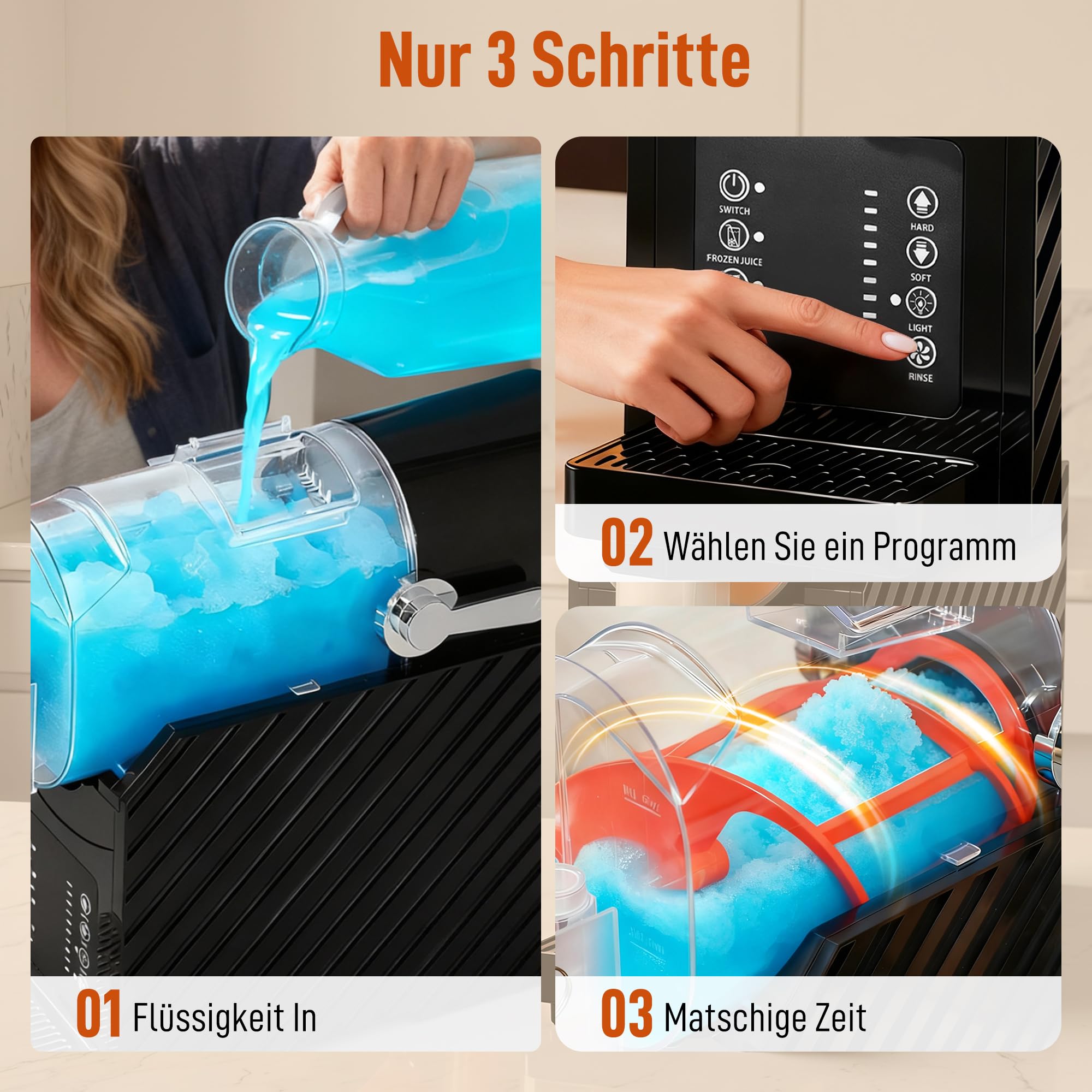 HOMCOM Slush Maschine 1,8 L mit 3 Programmen Selbstreinigung LED-Display Slushy Machine für Zuhause Eis Maker Schwarz