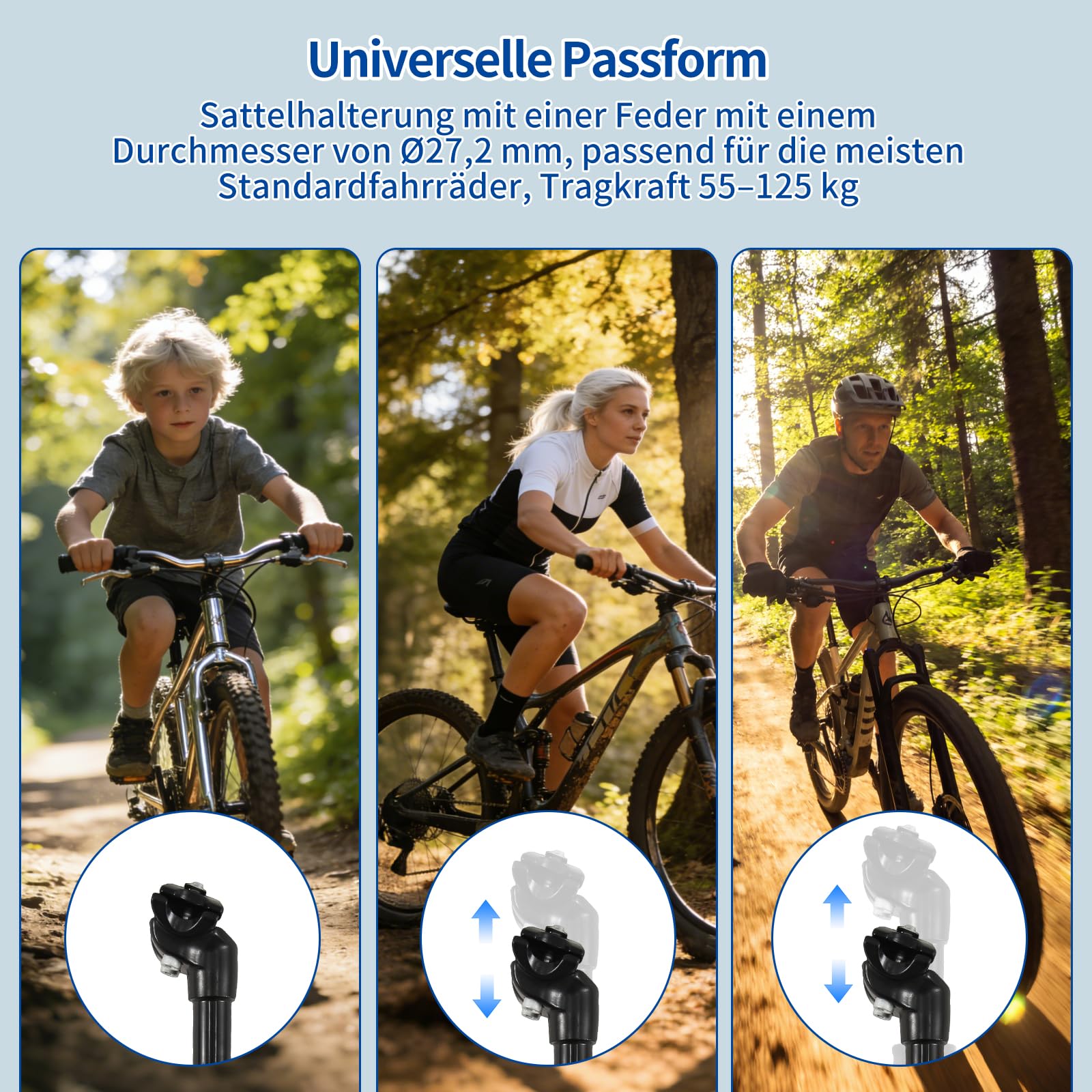 Sattelstütze Gefedert, Gefederte Sattelstütze mit Ø 27,2MM, Federsattelstütze Sattelstütze, Sattelstange Gefedert, für E-Bike, MTB, Downhill,Trekking Citybike