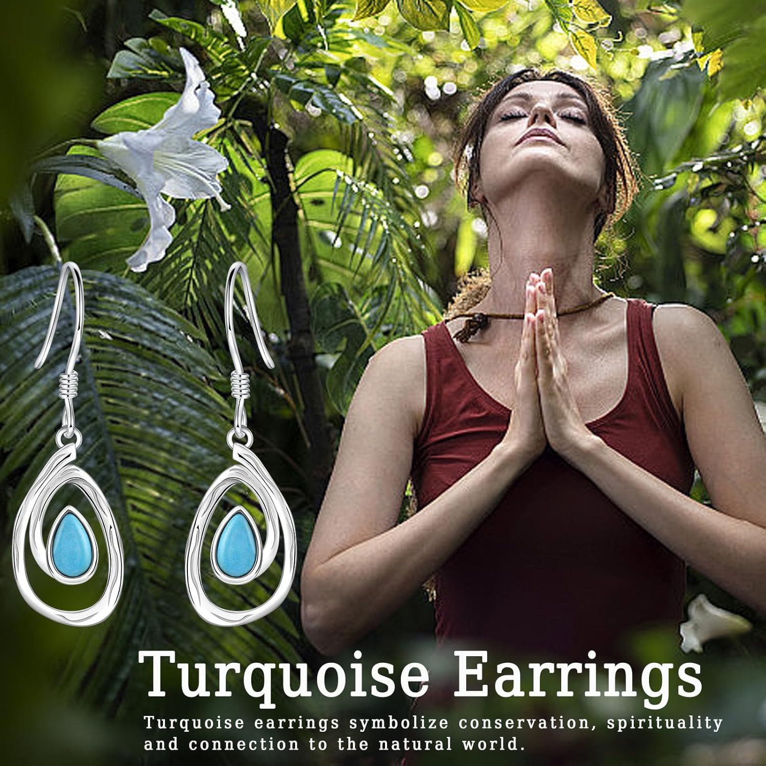 Teardrop Turquoise Earrings for Women - TrendyTurquoise Silver Jewelry for Women Western Water Drop Dangle Earrings Boho Stone Drop Jewelry - Image 5