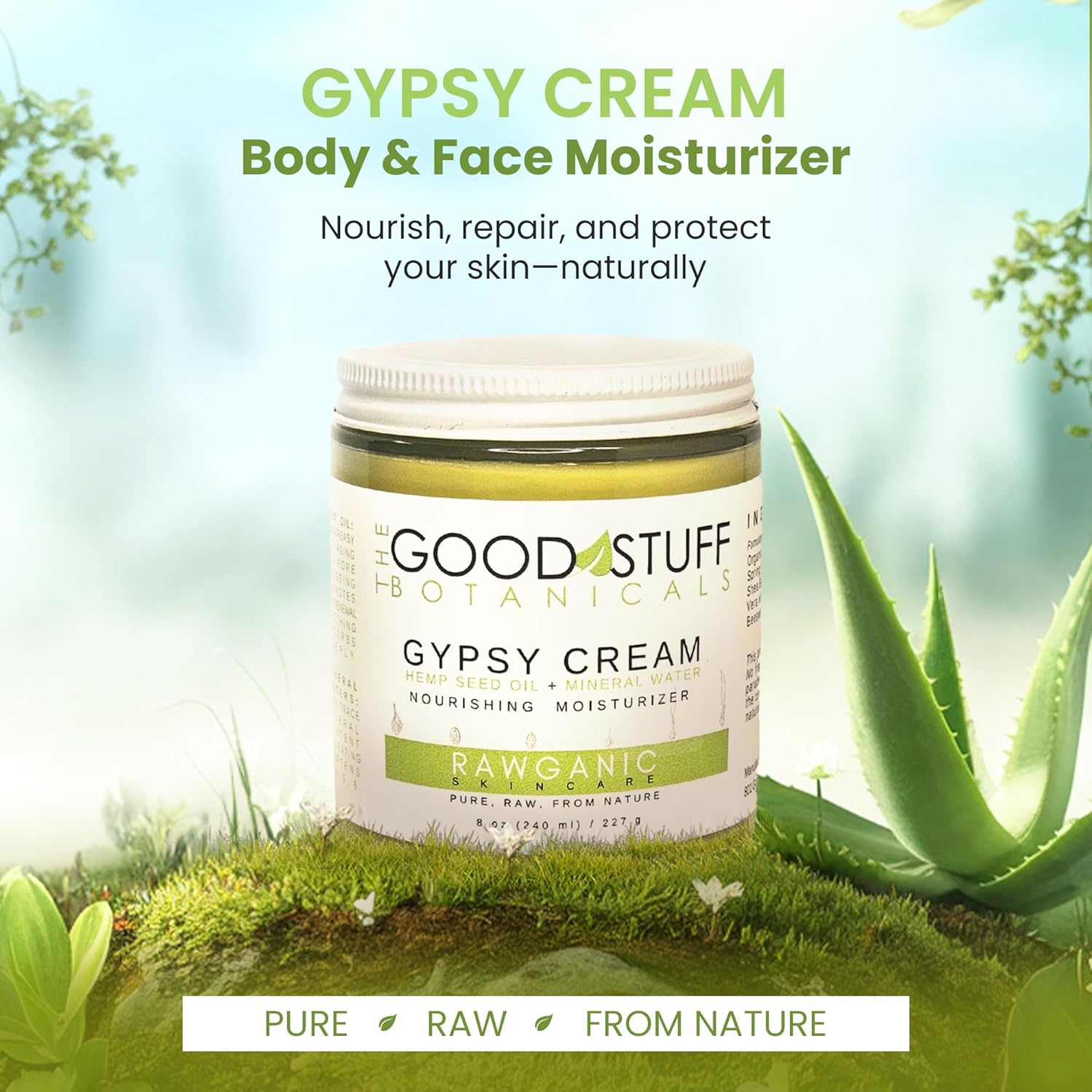 Gypsy Cream | Body and Face Moisturizer for Dry Skin | Daily Moisturizer | Fragrance Free | Organic Hemp oil and Hot Spring Water Face Moisturizer | 4 ounce