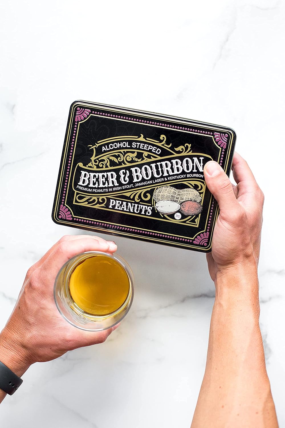 Nuts Gift Basket for Men, Unique Flavored Peanuts Assortment in a Cool Tin Gift Box, Birthday Gift for Men, Great Gift for Men, Healthy Snack