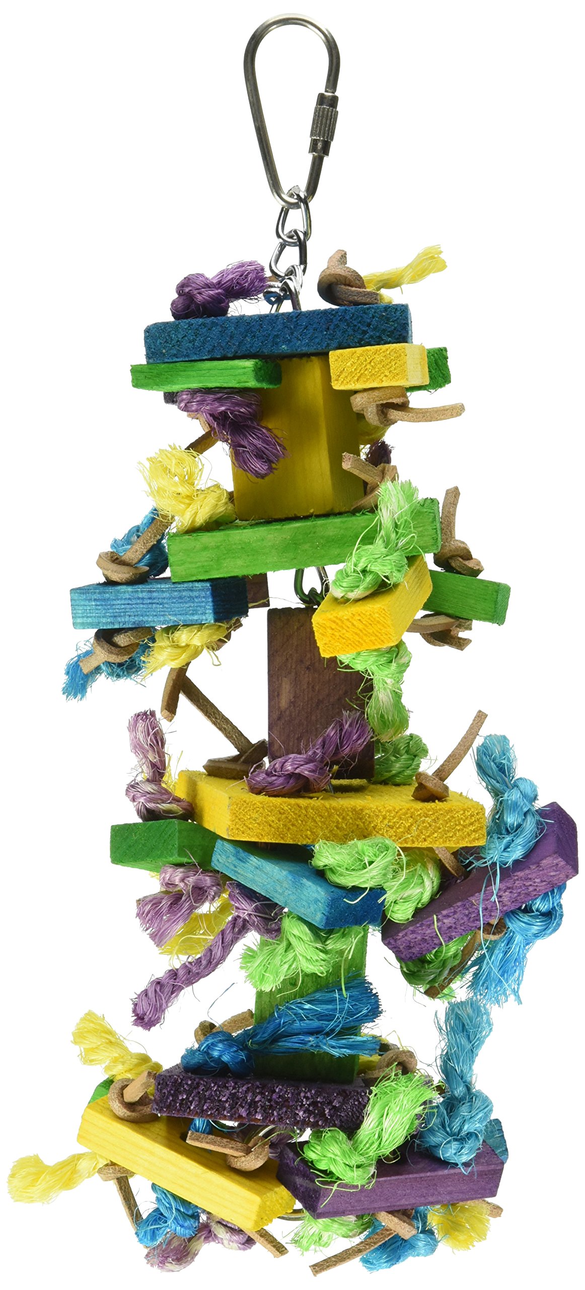 Featherland Paradise Knots N Blocks Bird Toy, Bird Toys, for Parrots, Cockatoos, Macaws, Very Large Birds and Big Beaks