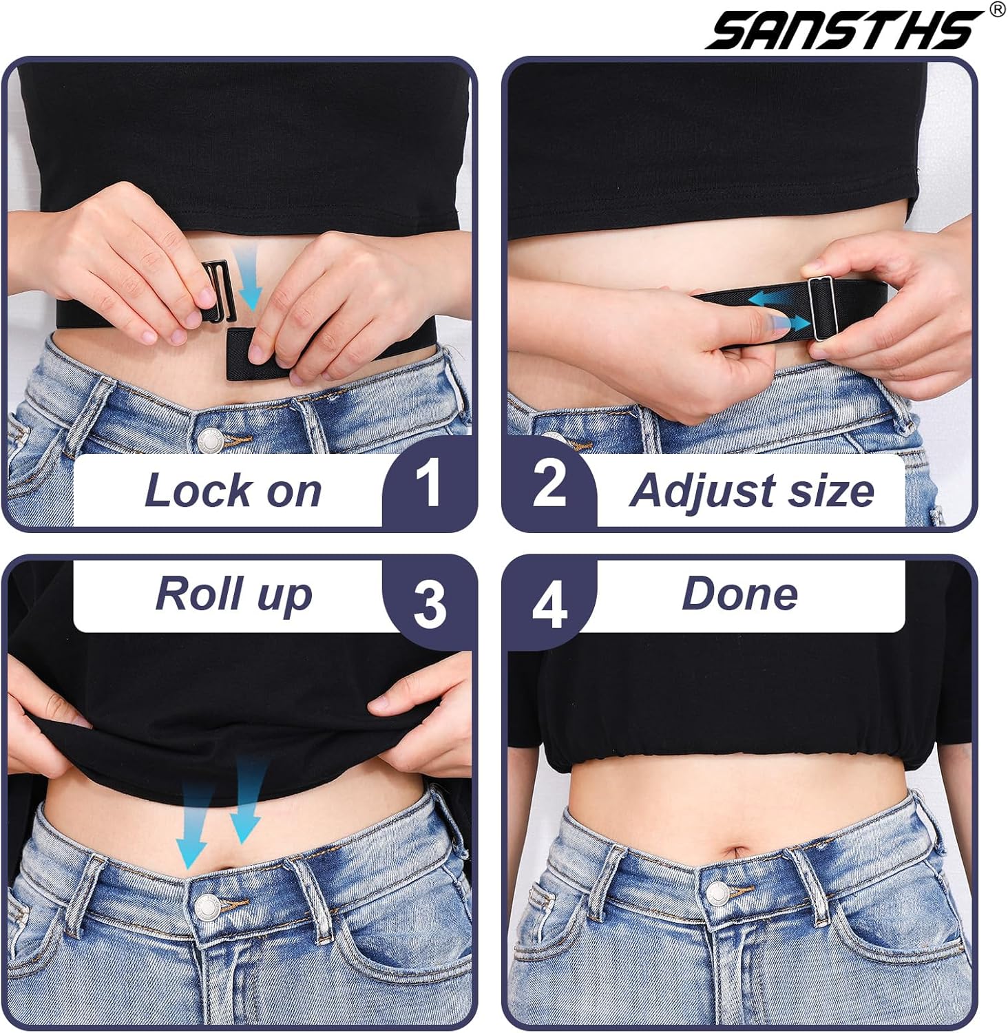 SANSTHS Crop Top Tuck Band for Women Adjustable Tucky Waist Belt Tucking Shirts Sweater Tops Stretch Belts - Image 4