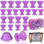 JANYUN 40 Pcs Purple Magic Hair Rollers Include 20pcs Large Sleeping Silicone Curlers 20pcs Heatless Small Hair Curlers (Purple)