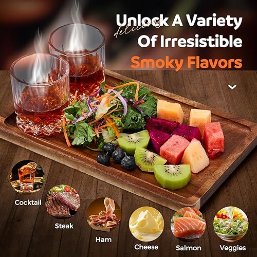 Miniatura 2 de Kit de ahumador de cóctel, kit de ahumador de whisky con antorcha, caja de fumar, bandeja de alimentos y chips de madera, kit de ahumador de bourbon