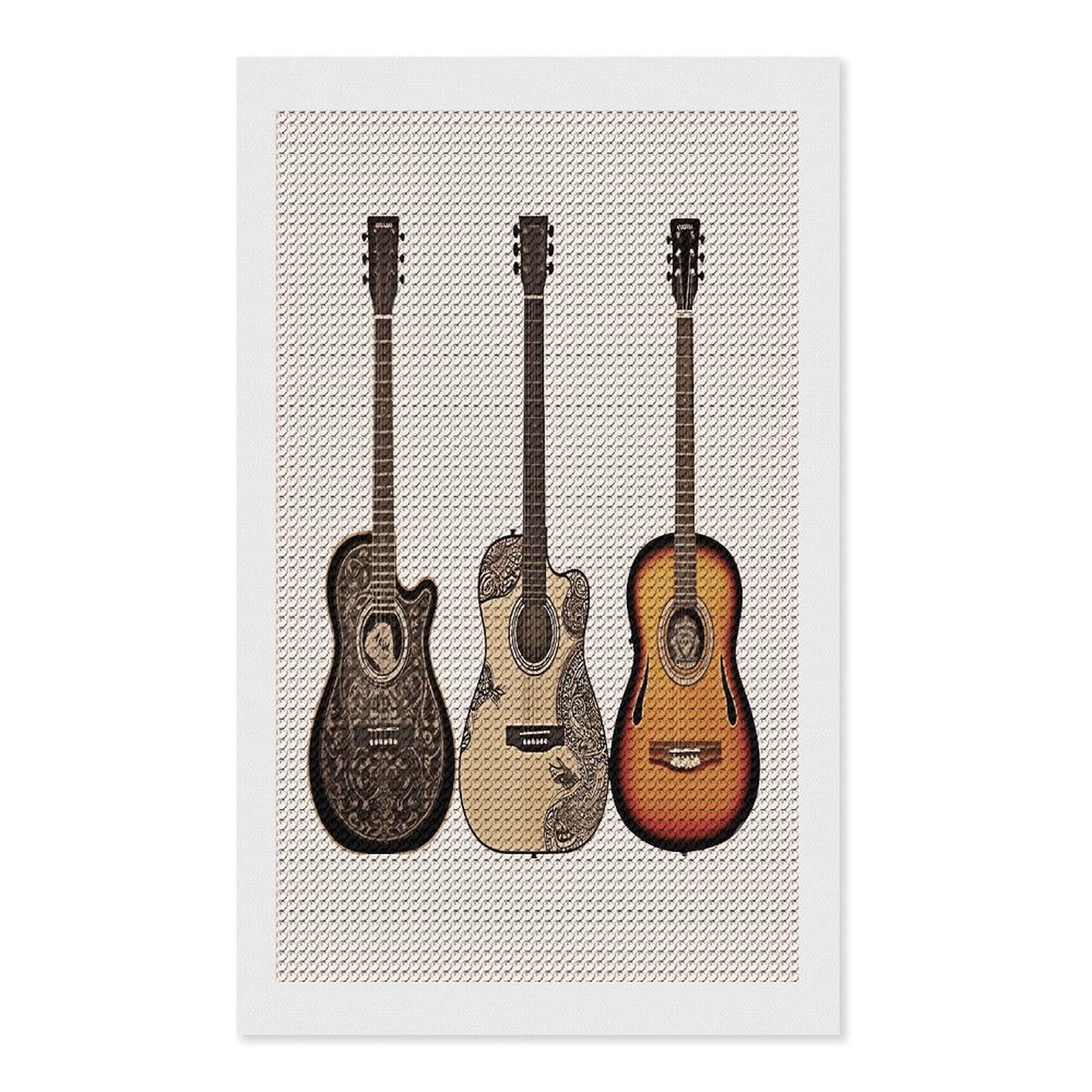 FekiLoot Guitar Diamond Art Kits for Adults Diamond Painting Kits for Beginners DIY Diamond Art Kits Round Full Drill Diamond Dot Gem Painting for Home Wall Decor Gift 12"x20"