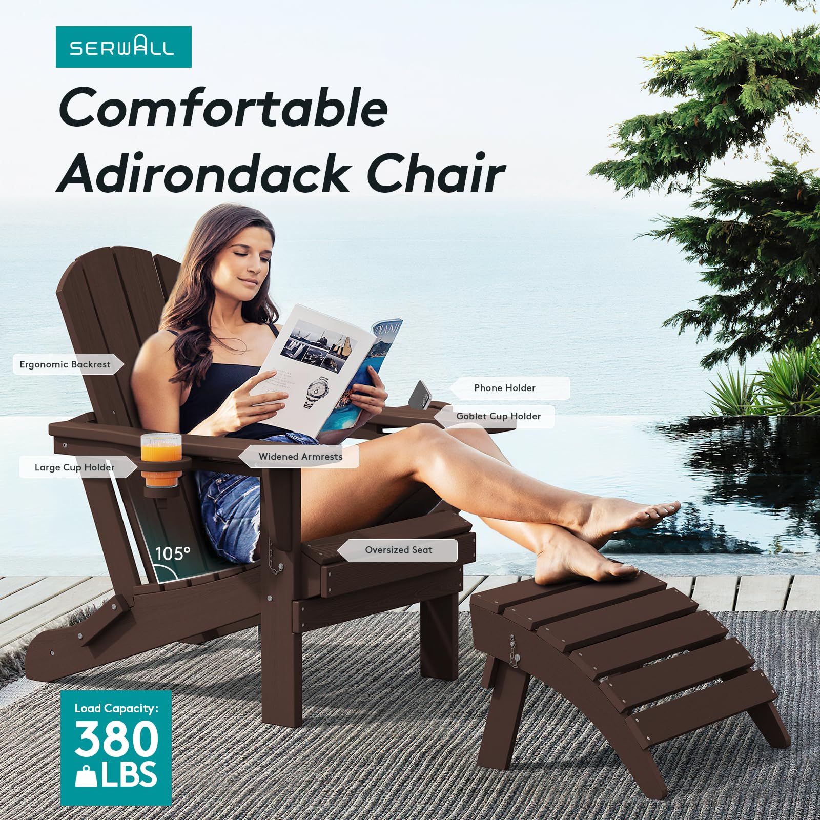 Amazon.com : SERWALL Adirondack Chair with Cup Holders - Composite