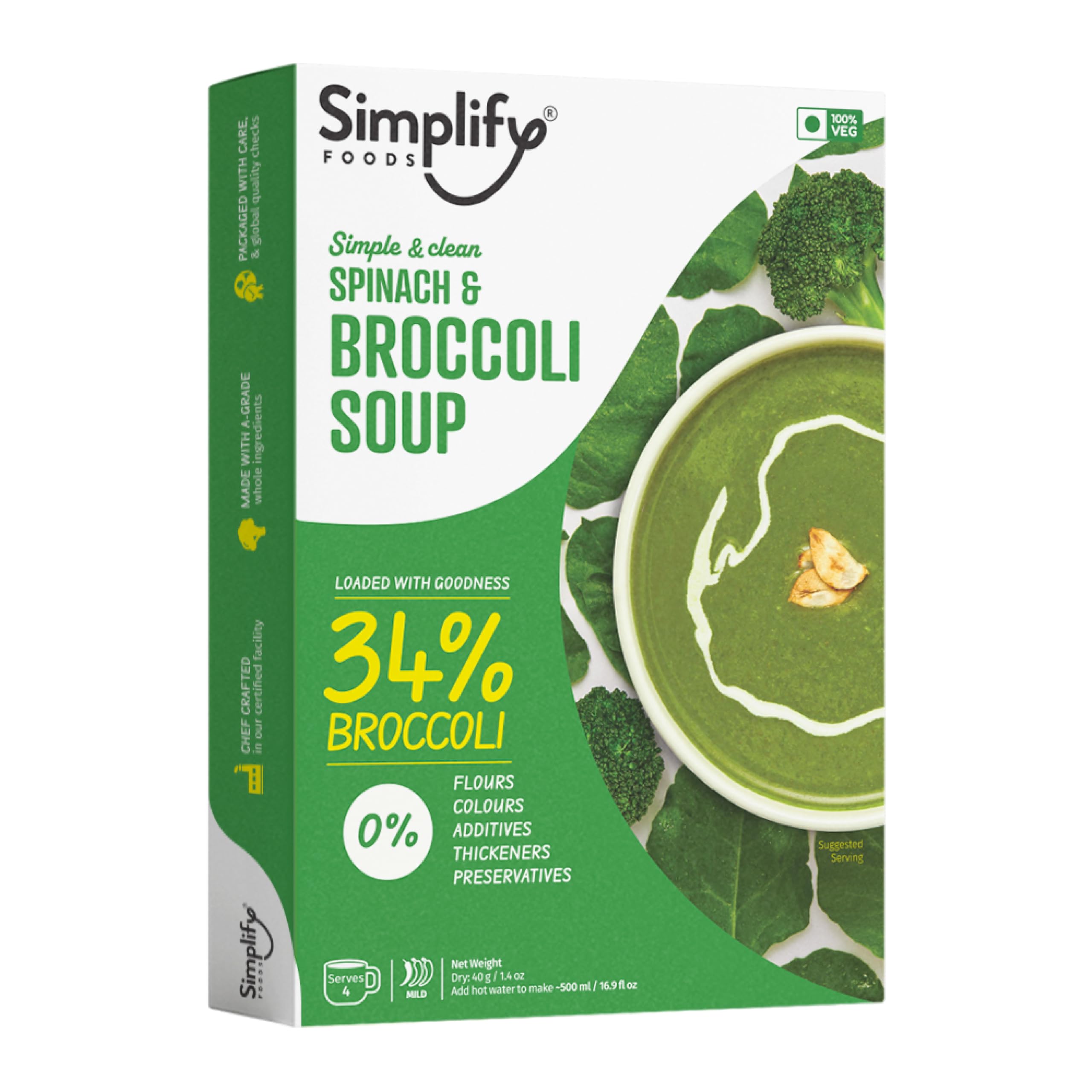 Sponsored Ad - Foods Spinach & Broccoli Instant Soup | Made with 34% Broccoli & 19% Spinach | Pack of 1 (Makes 500ml) | Just Add Hot Water | No Cooking Required | Clean Label | 0% Additives or Preservatives