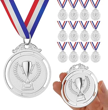 GeeRic 12PCS Medals, Metal Medal with Neck Ribbons for Kids/Adults/Student/Athlete 1st Medal Winner Medals for Competition/Sports/Party Decoration
