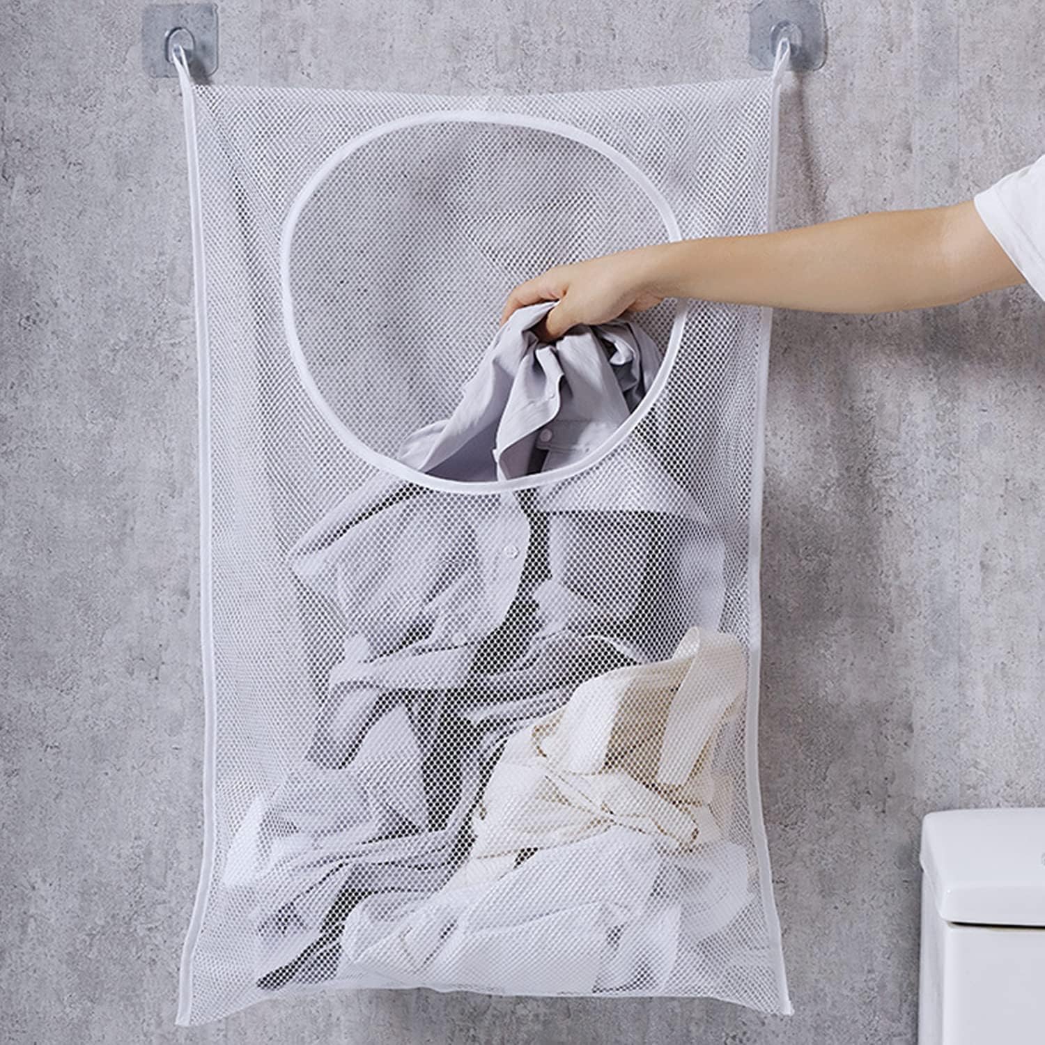 STARFLYER Hanging Laundry Hamper Portable Laundry Bag 35 x 22 Inch Large Foldable Waterproof Wall Hanging Laundry Basket with 2 Hook Types for Dirty Clothes Organization and Storage.-image-21
