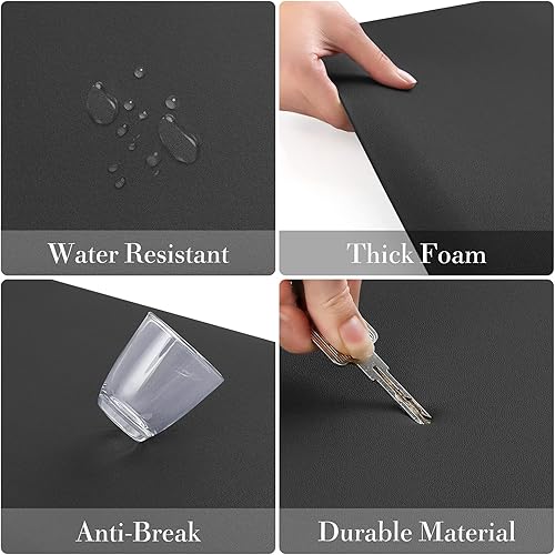 Miniatura 46 de HappyTrends Tapete de cocina [2 piezas] acolchado, cómodo, antifatiga, impermeable, antideslizante, tapete de espuma ergonómica gruesa y perfecta