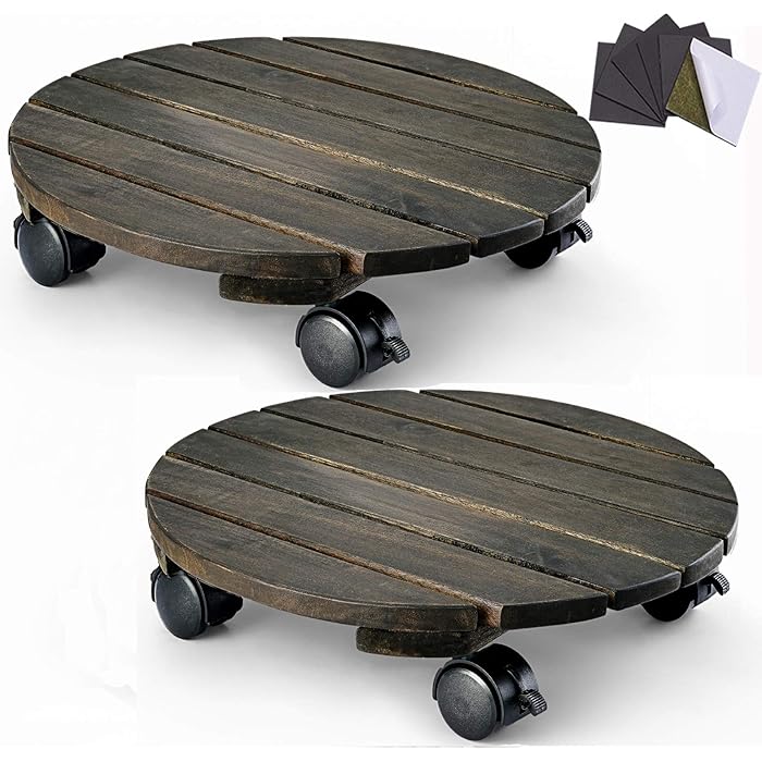 Buy RUNADI LITADA Acacia Metal Plant Caddy (Set of 2) Plant Dolly Heavy