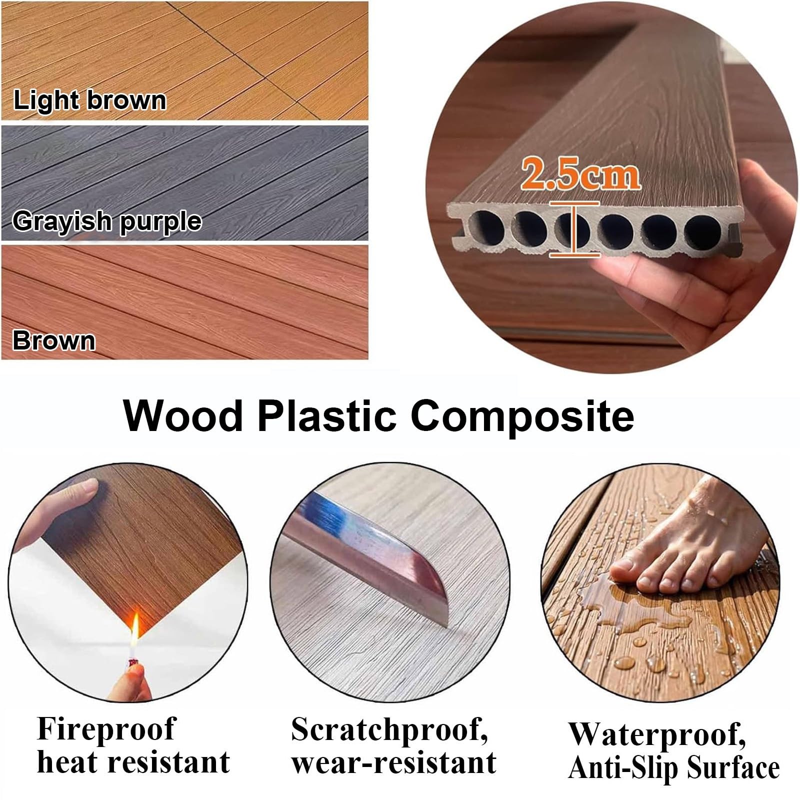 Terrazze Pavimento Piattaforma Rialzata Regolabile 84x84cm Piastrelle WPC | Tenda Campeggio Piattaforma Rialzata Con Telaio Metallico,Impermeabile,Effetto Legno Piastrelle Giardino(Dark brown)