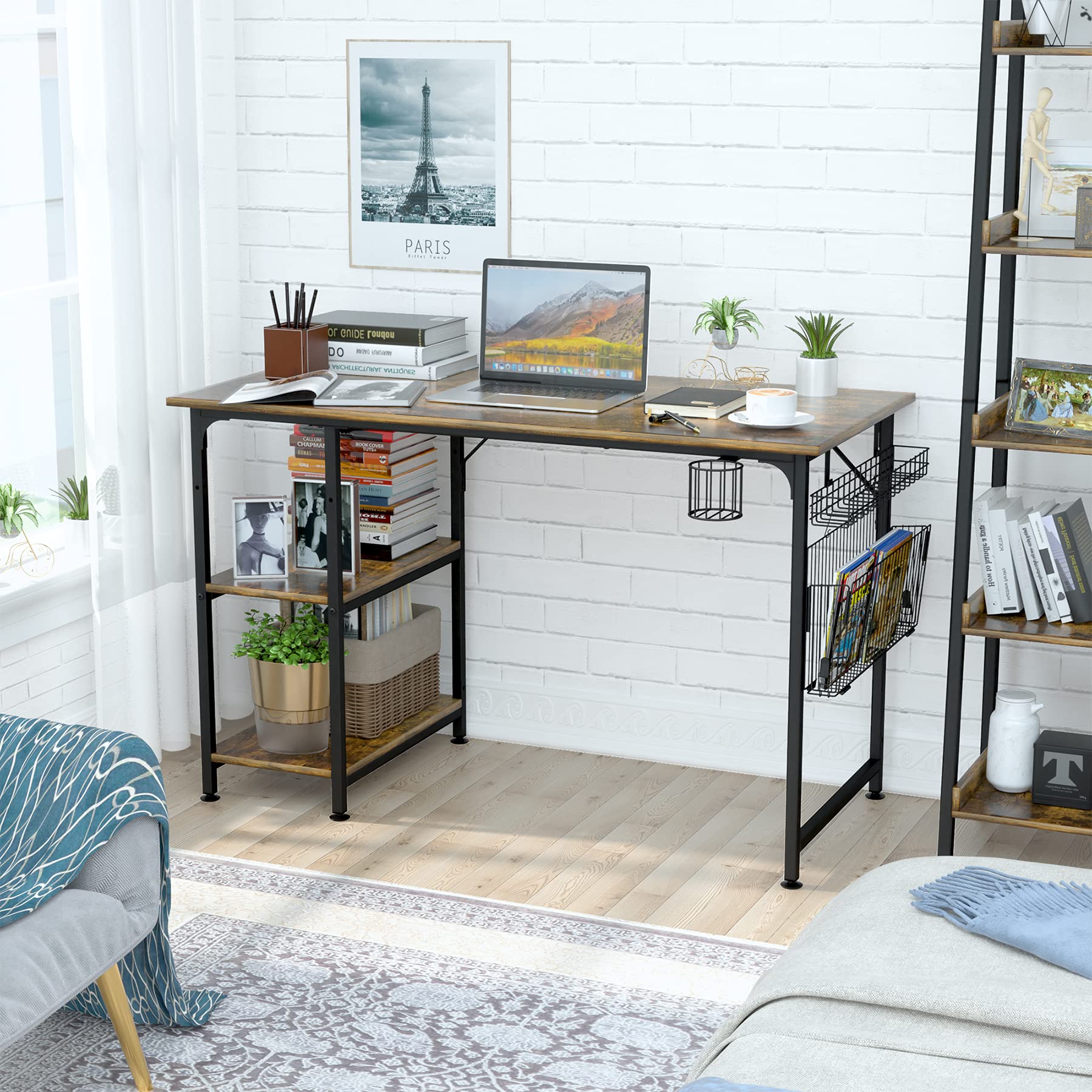 Buy ASTARTH Computer Desk with Shelves, 47 Inch Large Home Office