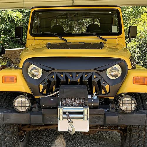 Miniatura 4 de Cubierta de parrilla delantera Shark para Jeep Wrangler TJ/LJ 1997-2006, negro mate, ABS