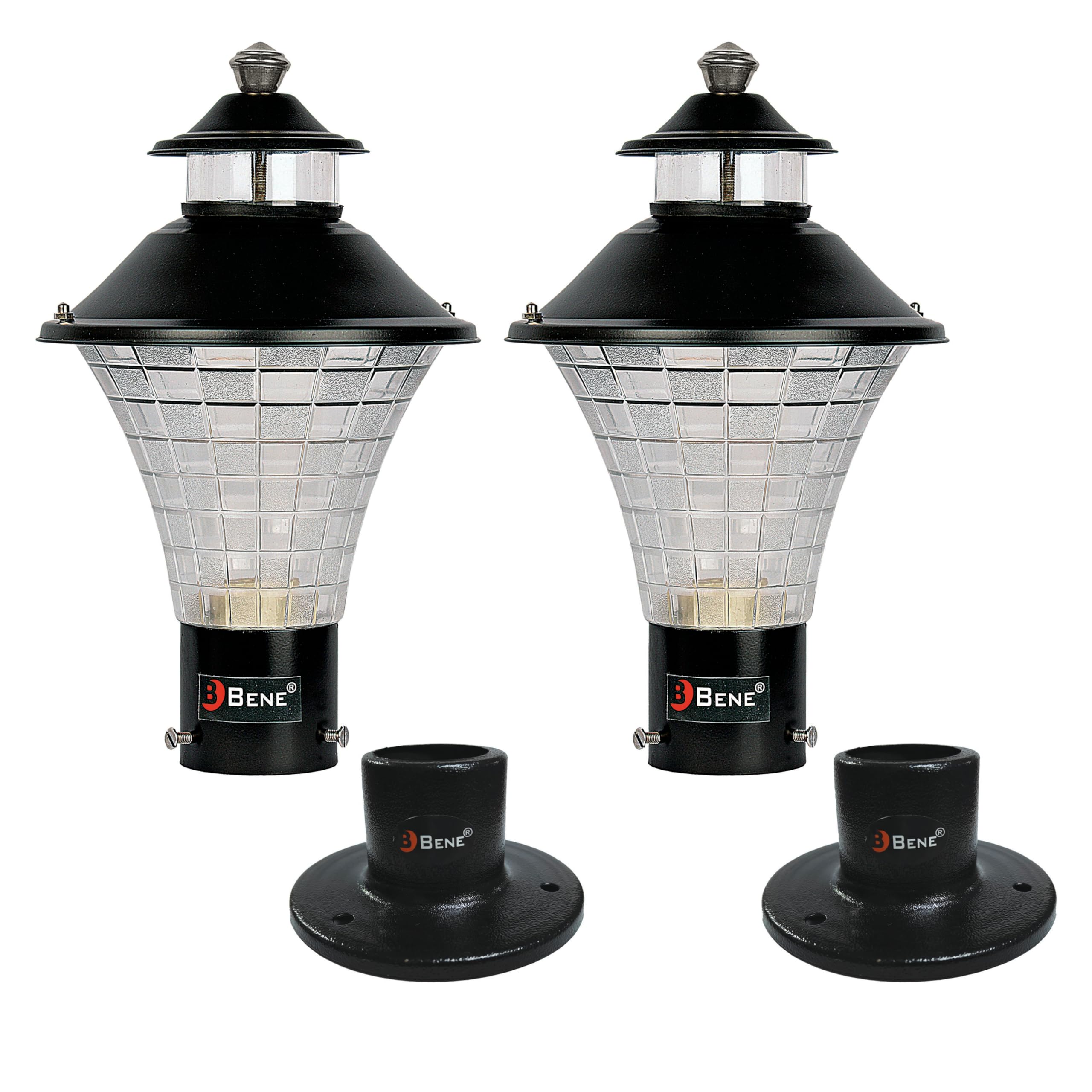 BENE Geruit Outdoor Lamp with Base Stand (Black, 18 Cms, Pack of 2 Pcs)-image-3