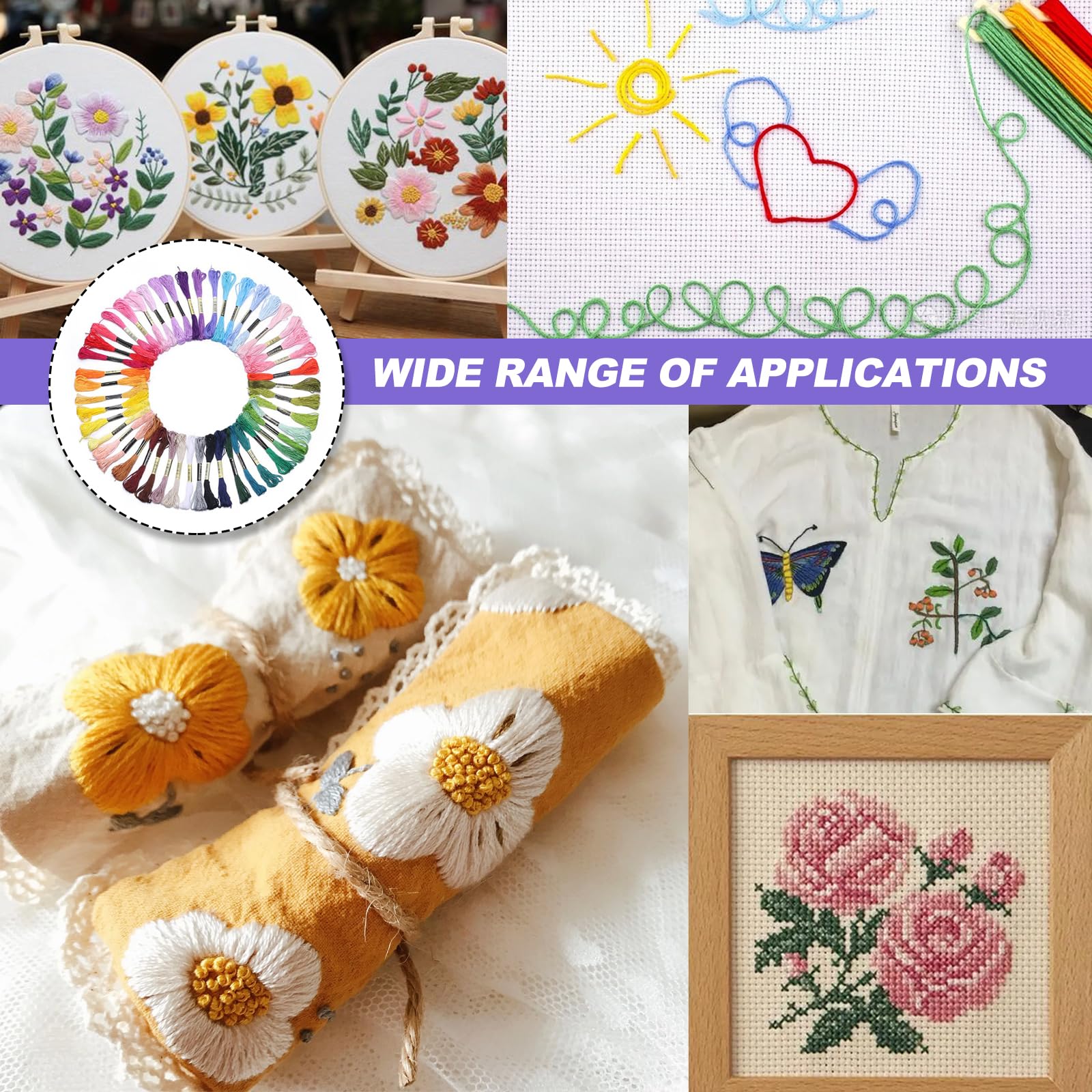 Lurrose Filo Da Ricamo Cotone Per Punto Croce 45M Bobina Multicolore Kit Per Cucito A Mano Filo Per Ricamo Fai Da Te Decorazioni Casa E Hobby Creativi - Foto 2