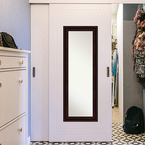 Miniatura 6 de Amanti Art Espejo de pared para puerta, espejo de longitud completa (53.25 x 19.25 pulgadas), espejo de cuerpo completo marrón café y espejo para