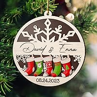 Vista 13 de V VIBEPY All Over Printed, Personalized Couple Ornaments, Christmas Ornaments, Wedding Ornaments, 3.5 Inches 3 Layer Ornaments, Gift for Your