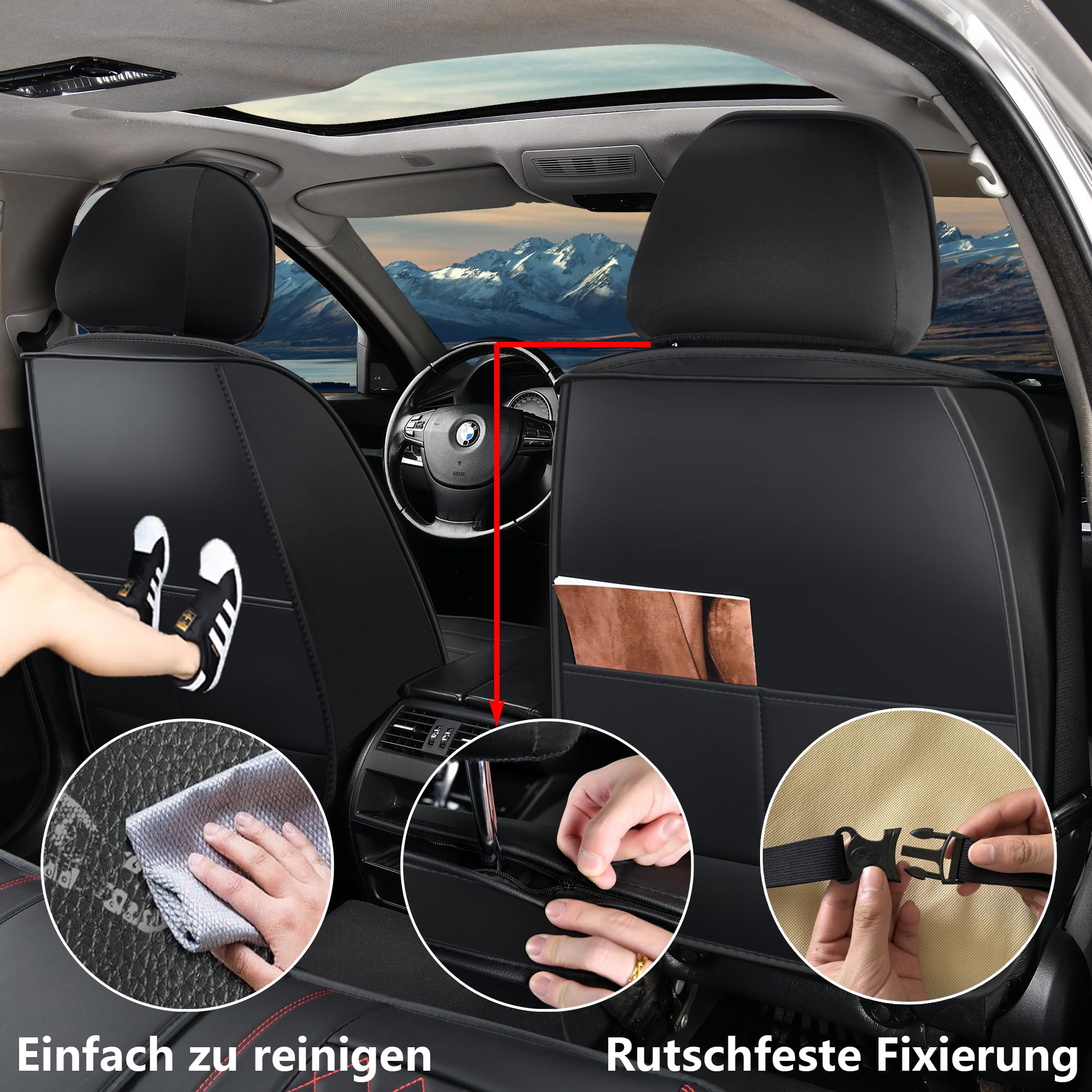 Universelle Auto-Sitzbezüge Komplettset,Wasserdichtes Kunstleder, Atmungsaktiv, rutschfest – Schutz & Haustieren – Für Seat Altea Arona Ateca Ibiza Leon Tarraco