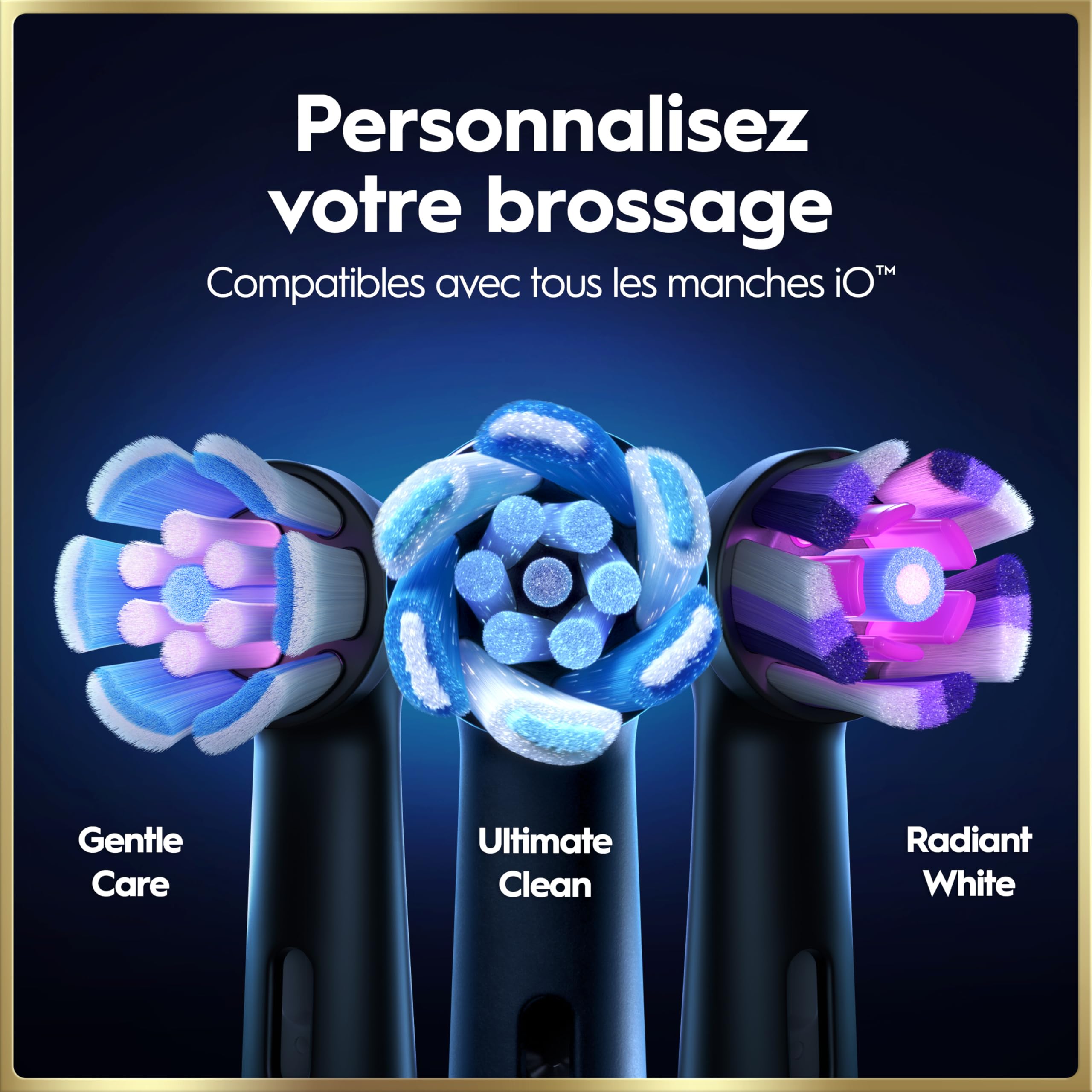 Oral-B Brosse à Dents Electrique iO 9, 3 Brossettes de Rechange, Noire – 7 Modes de Brossage dont Blancheur et Soin Gencives, Charge Rapide de la Batterie, Capteur de Pression, Détection IA, Etui