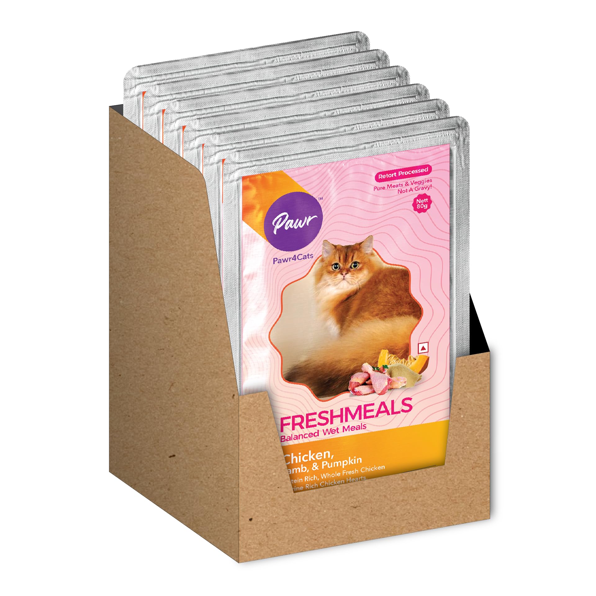 Pawr4Cats Freshmeals | Wet Cat Food | Chicken & Lamb Recipe | 80gms X Pack of 6 | Full Carnivore Recipe for Cats | Preservative Free | Grain Free (B0CTMJXK3B) Amazon Price History, Amazon Price Tracker