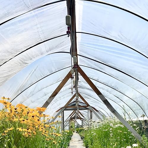 Miniatura 33 de VEVOR Lámina de plástico para invernaderos de 8 x 25 pies, película de polietileno transparente resistente a los rayos UV, cubierta de aro verde
