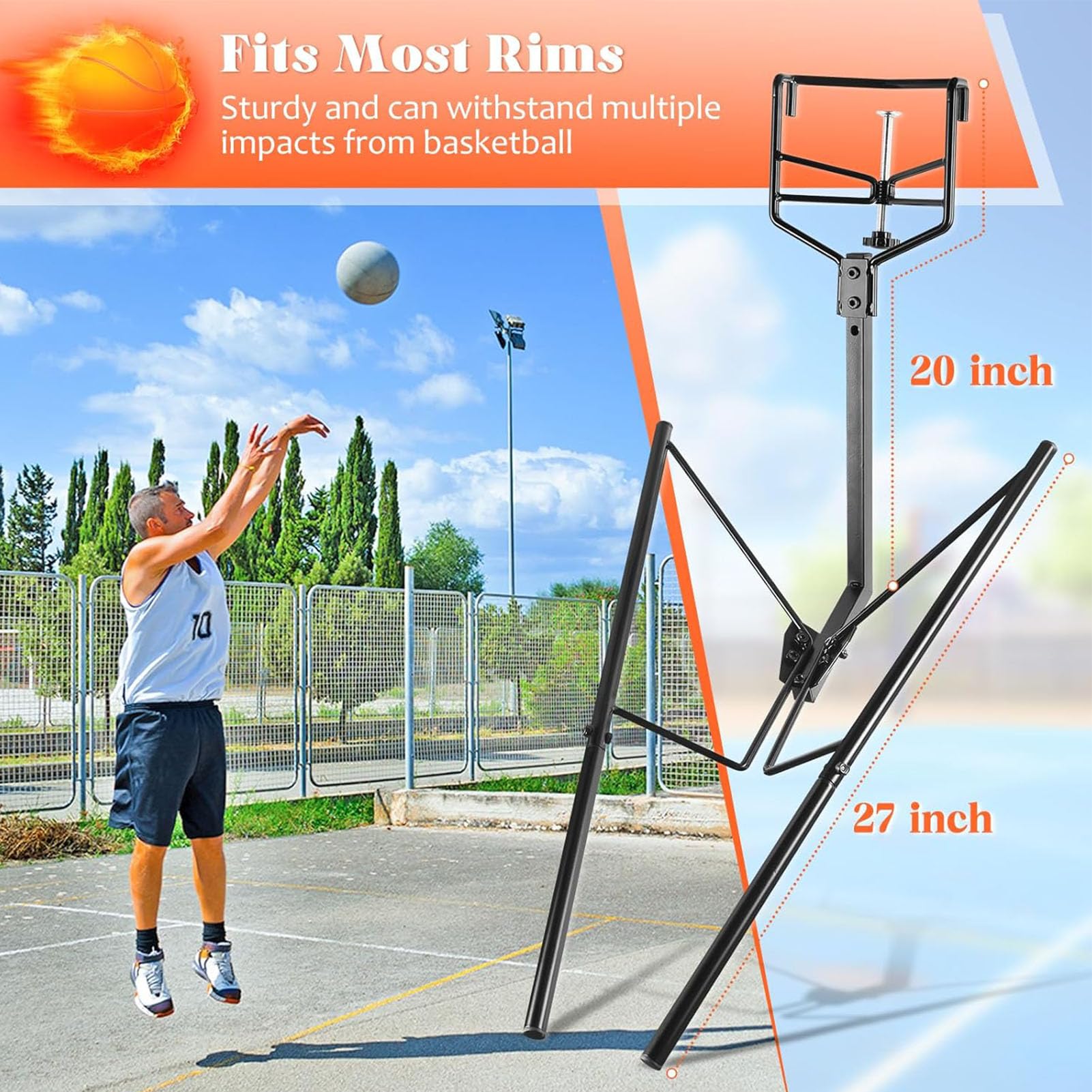 Fafeicy Accessorio per Il Ritorno del Basket Canestro Basket Rimbalzo per Il Ritorno della Palla Basket Aiuto per L'allenamento in Acciaio Legato Resistente con Strumenti Inclusi per