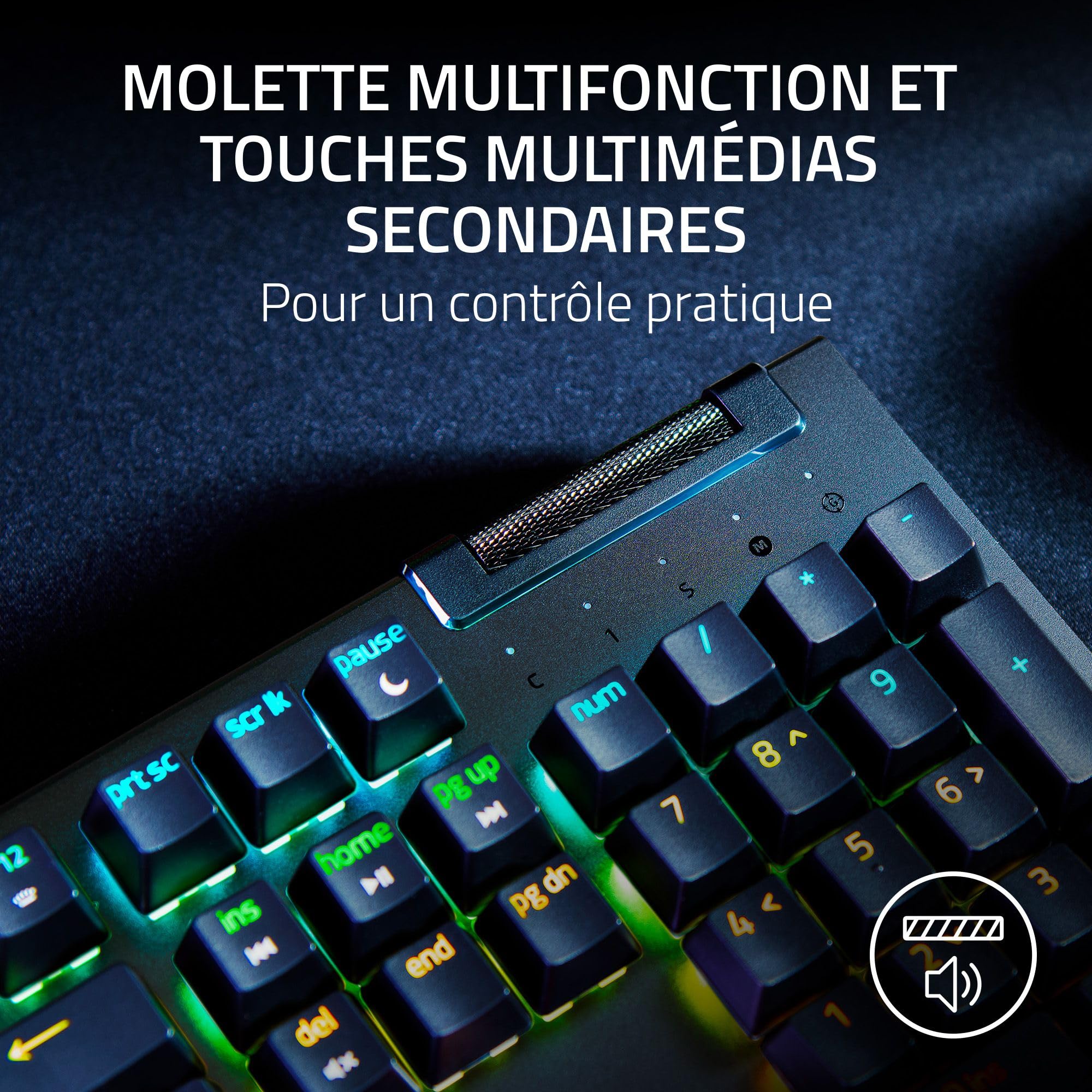 Razer BlackWidow V4 X - Clavier Gaming Mécanique Chroma RGB (Switchs Mécaniques Verts, 6 Touches Macros Dédiées, Touches ABS à Double Injection) FR-Layout | Noir