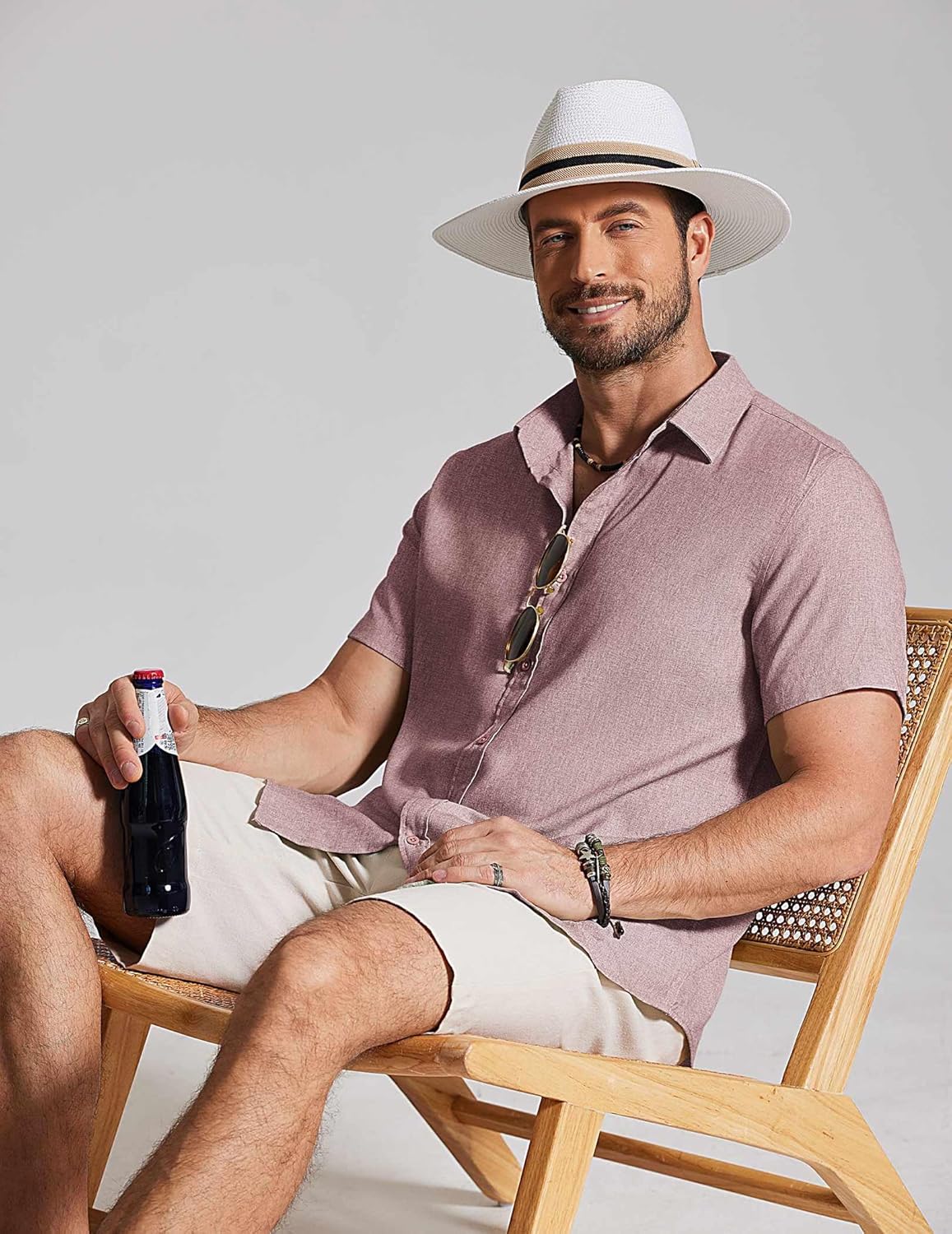 COOFANDY Mens Casual Button Down Shirt Short Sleeve Summer Shirt for Beach Vacation Resort Wear - Image 5