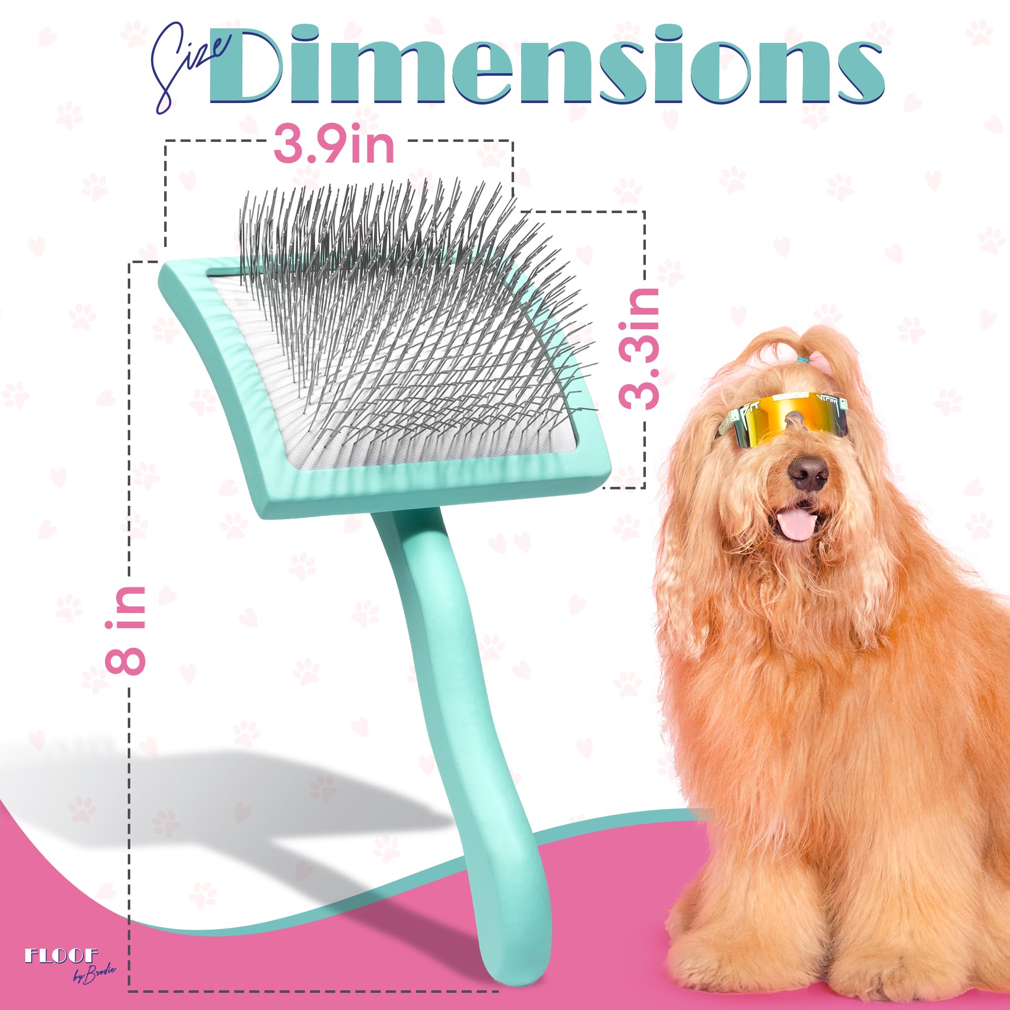 Floof by Brodie, Brodie - Cepillo para perros - Cepillo para perros - Cepillo para perros para desprendimiento y aseo - El mejor cepillo para perros de pelo largo y mascotas