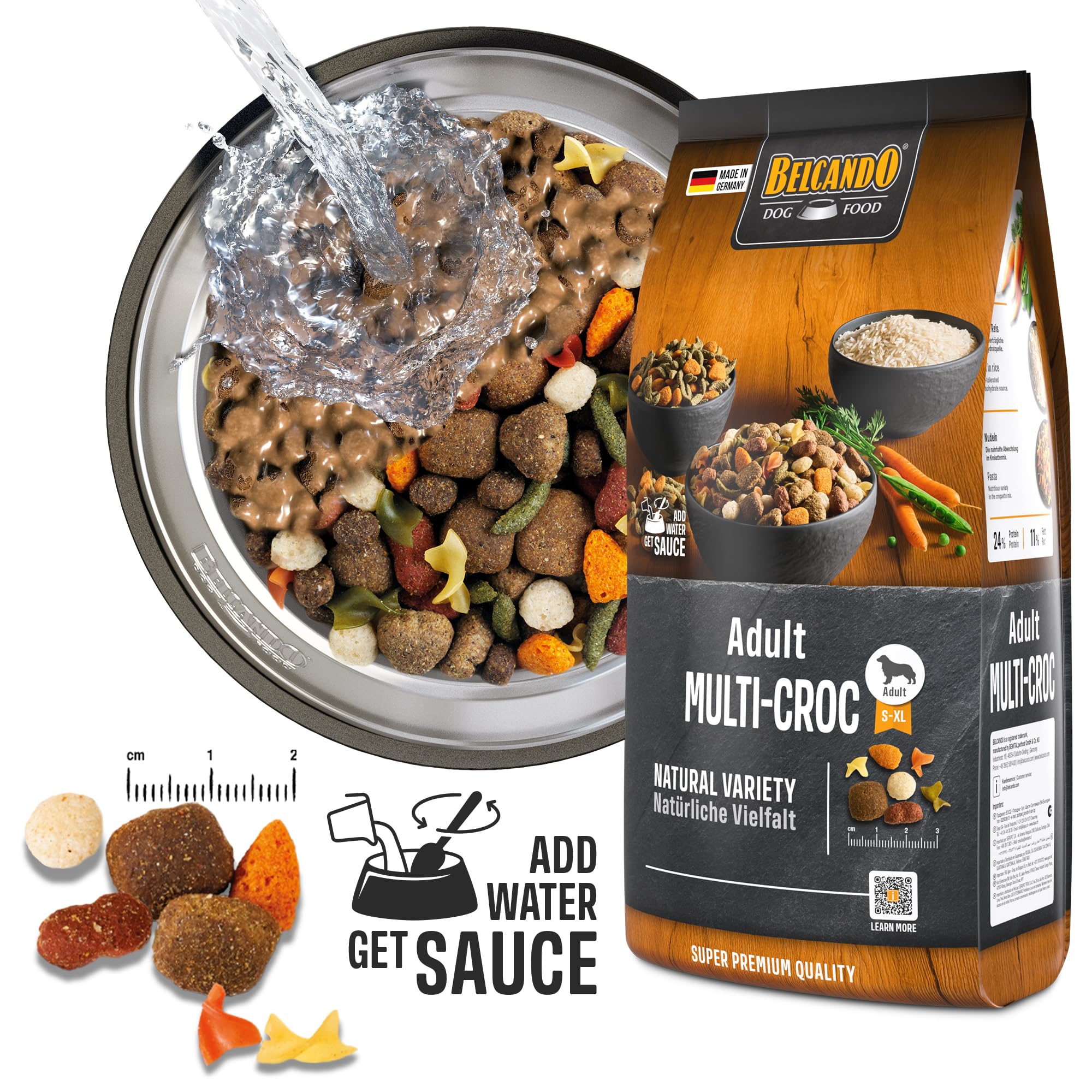 Belcando Adult Multi-Croc [12,5 kg] | Comida Seca con Pasta y Chips Vegetales | Alimento Completo para Perros Adultos a Partir de 1 año de Edad