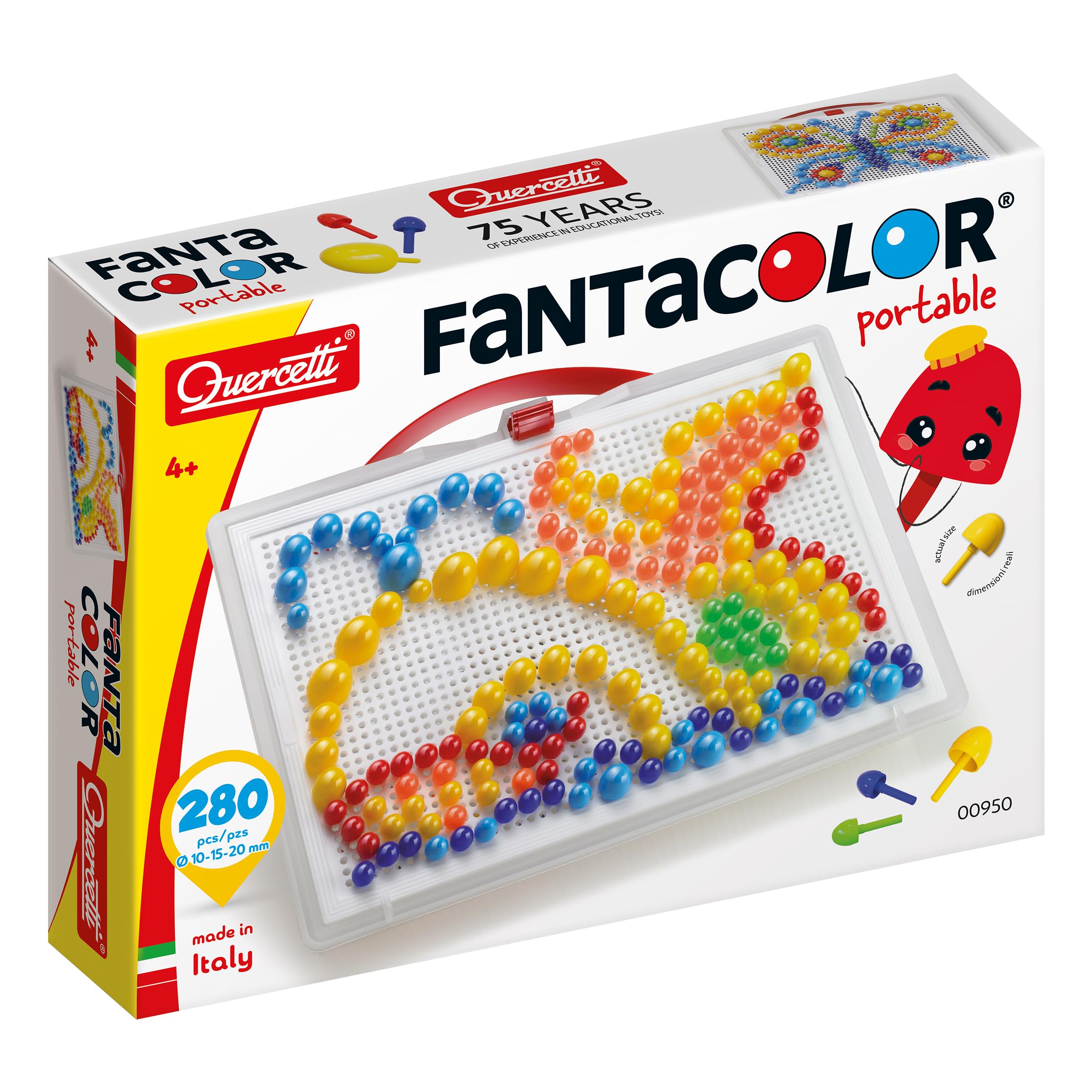 Quercetti 0950 Quercetti-0950 FC Portable Large Mix, Kids' Mosaic Kits-STEAM Toy, 32 x 6 x 24cm