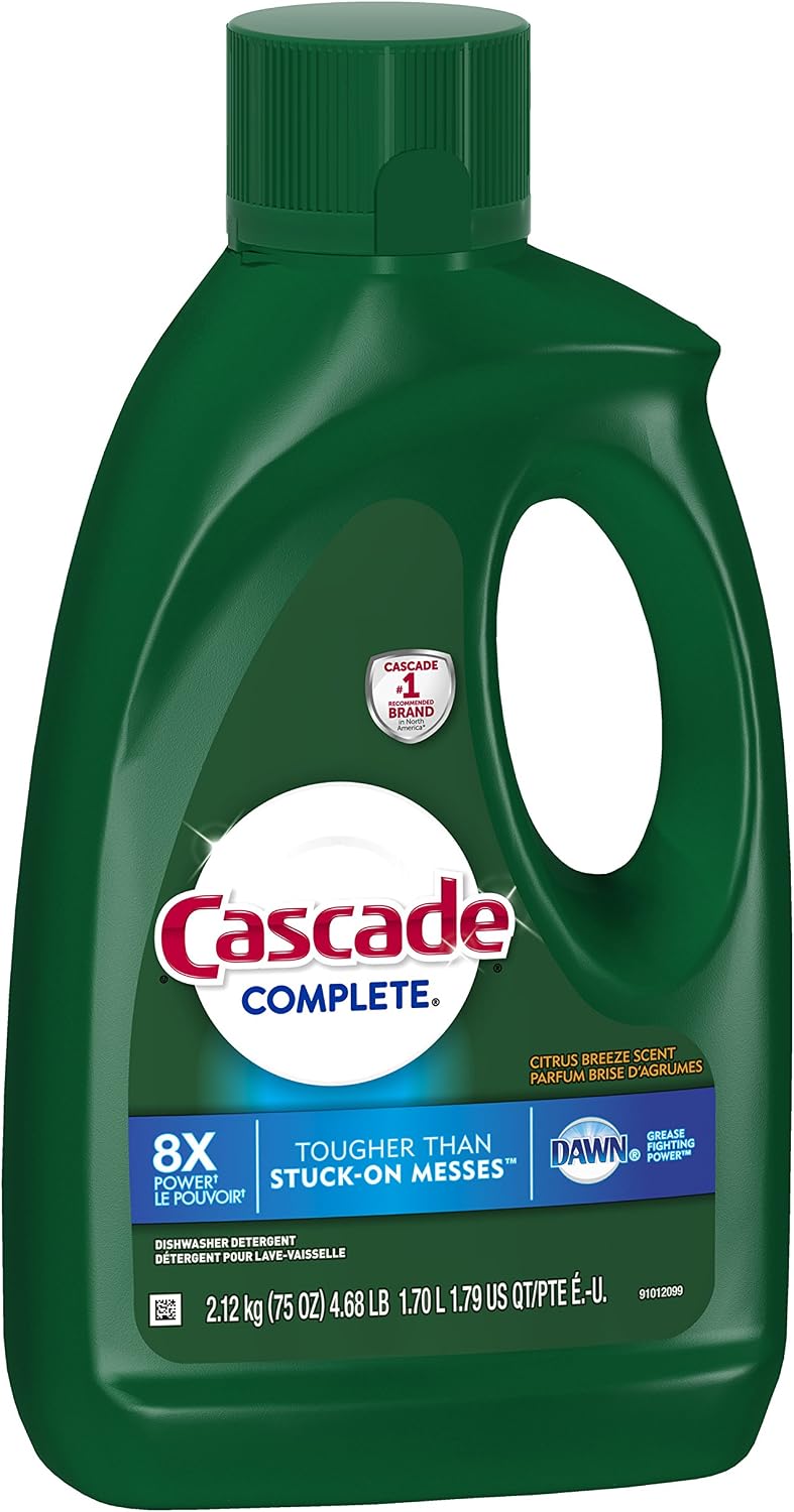 Cascade Complete Gel Dishwasher Detergent Liquid Gel, Citrus Breeze, 75 Oz