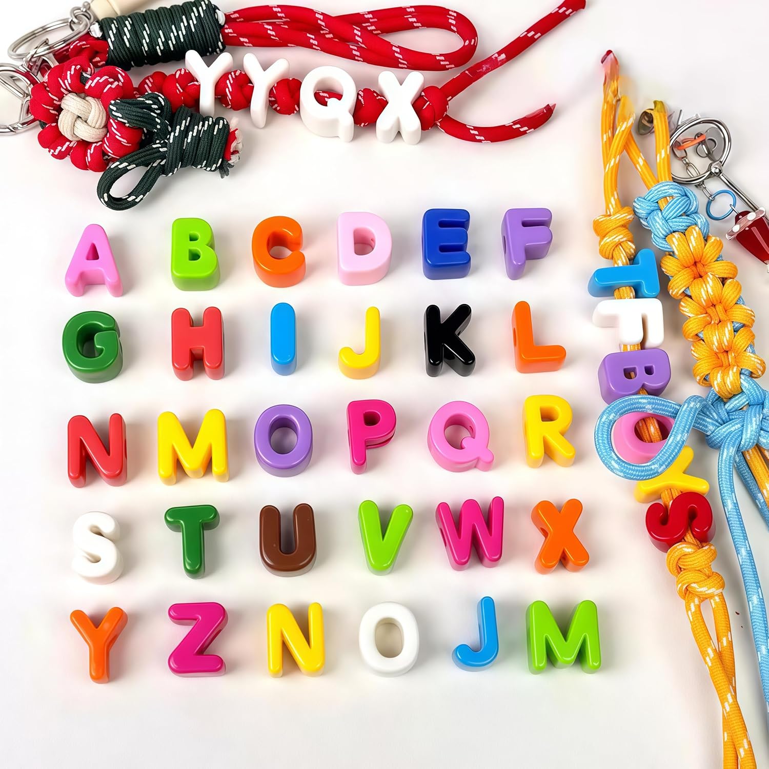 26 Large 6mm Hole Letter Beads, 20mm Beads A to Z,for DIY Jewelry Making Kit Friendship Bracelet Key Chain and Educators to Learn Letters (26 A to Z Random Color)