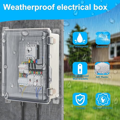 Miniatura 2 de Caja eléctrica impermeable con placa de montaje 7.874x5.906x3.937 in, caja de conexiones IP67, plástico a prueba de polvo, caja de recinto de