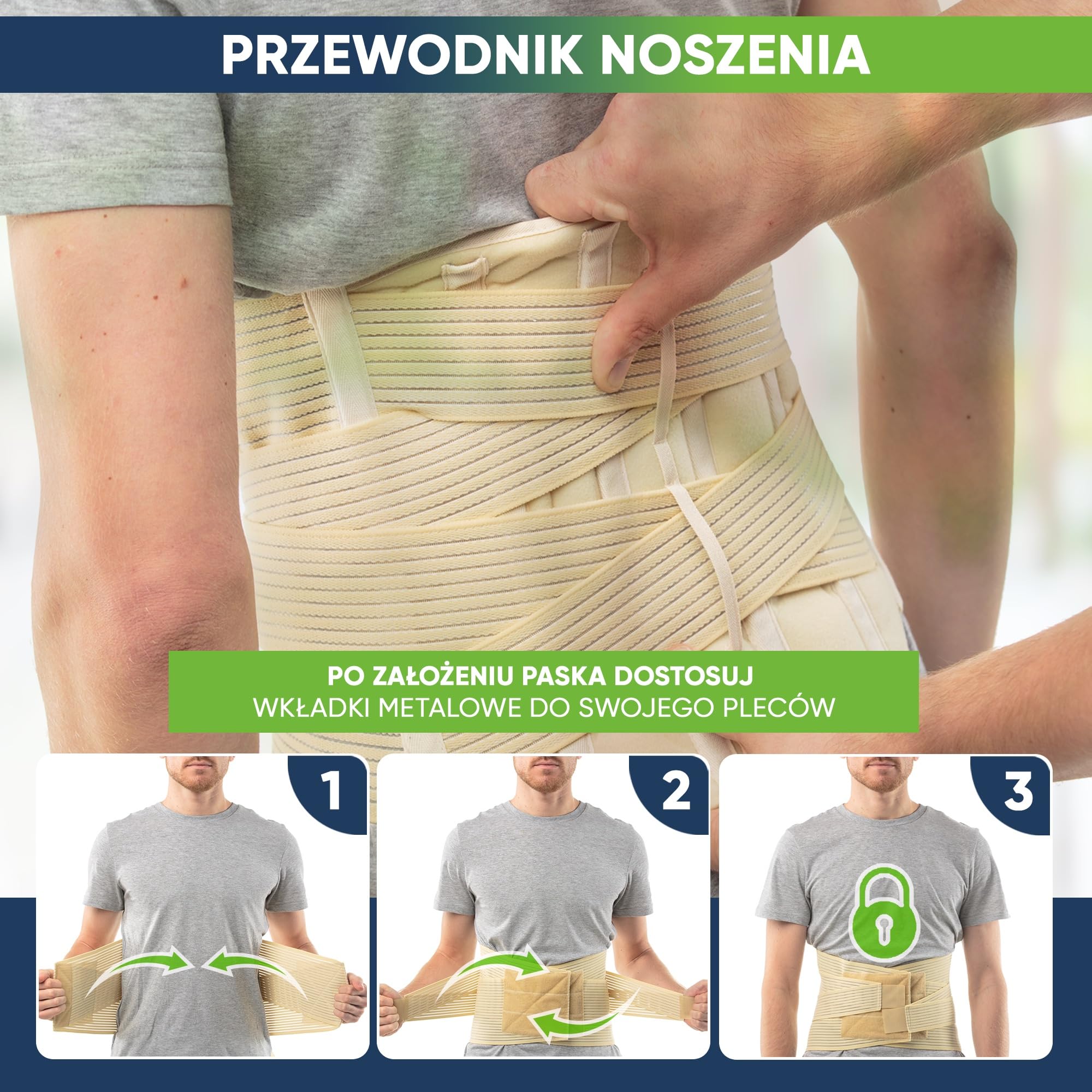 Pas lędźwiowy podtrzymujący plecy produkcji aHeal | Ortopedyczne, medyczne podtrzymanie dolnego odcinka kręgosłupa lędźwiowego | Podparcie lędźwiowego odcinka pleców | Rozmiar 3