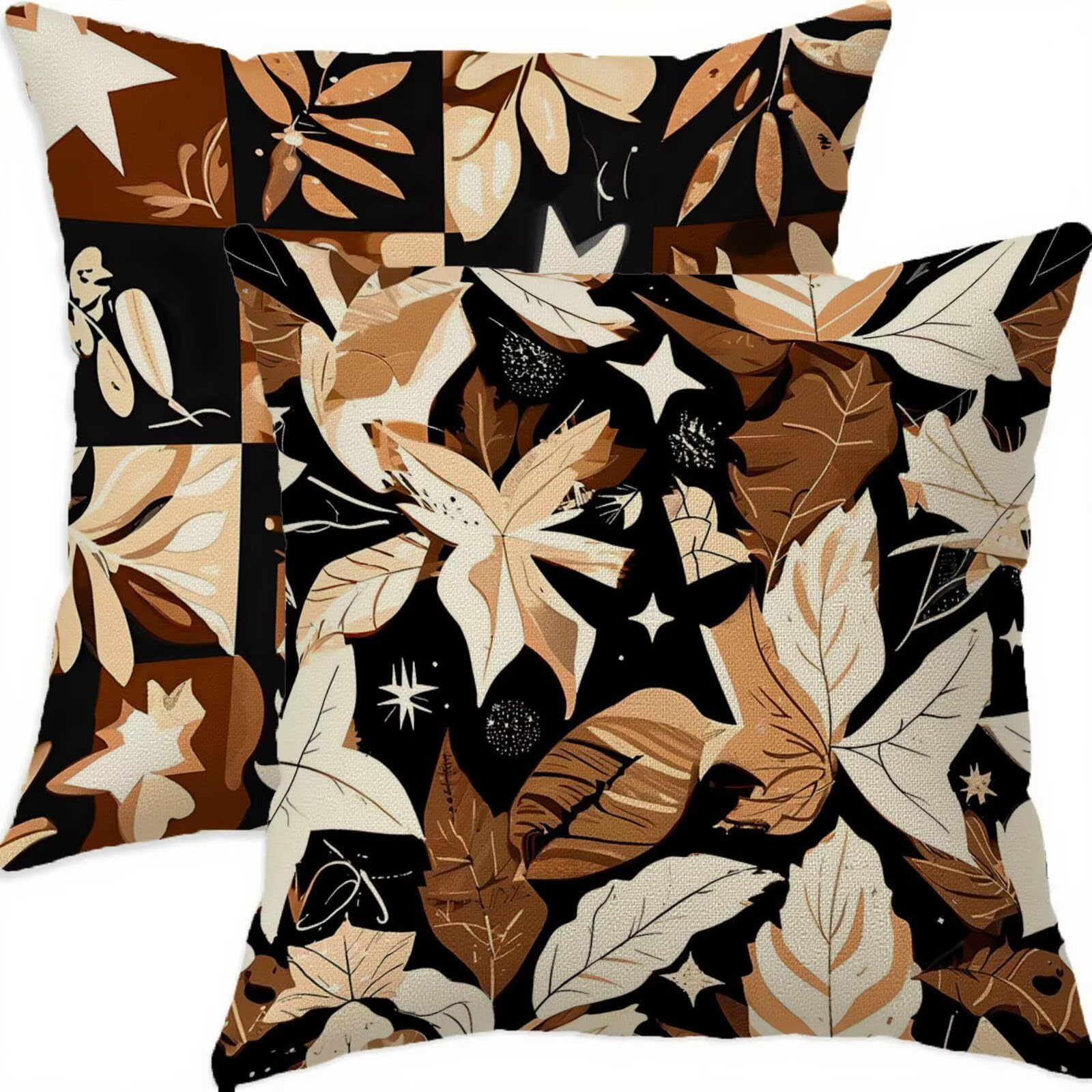 Housse coussin 65x65cm salon et chambre décor vintage brun