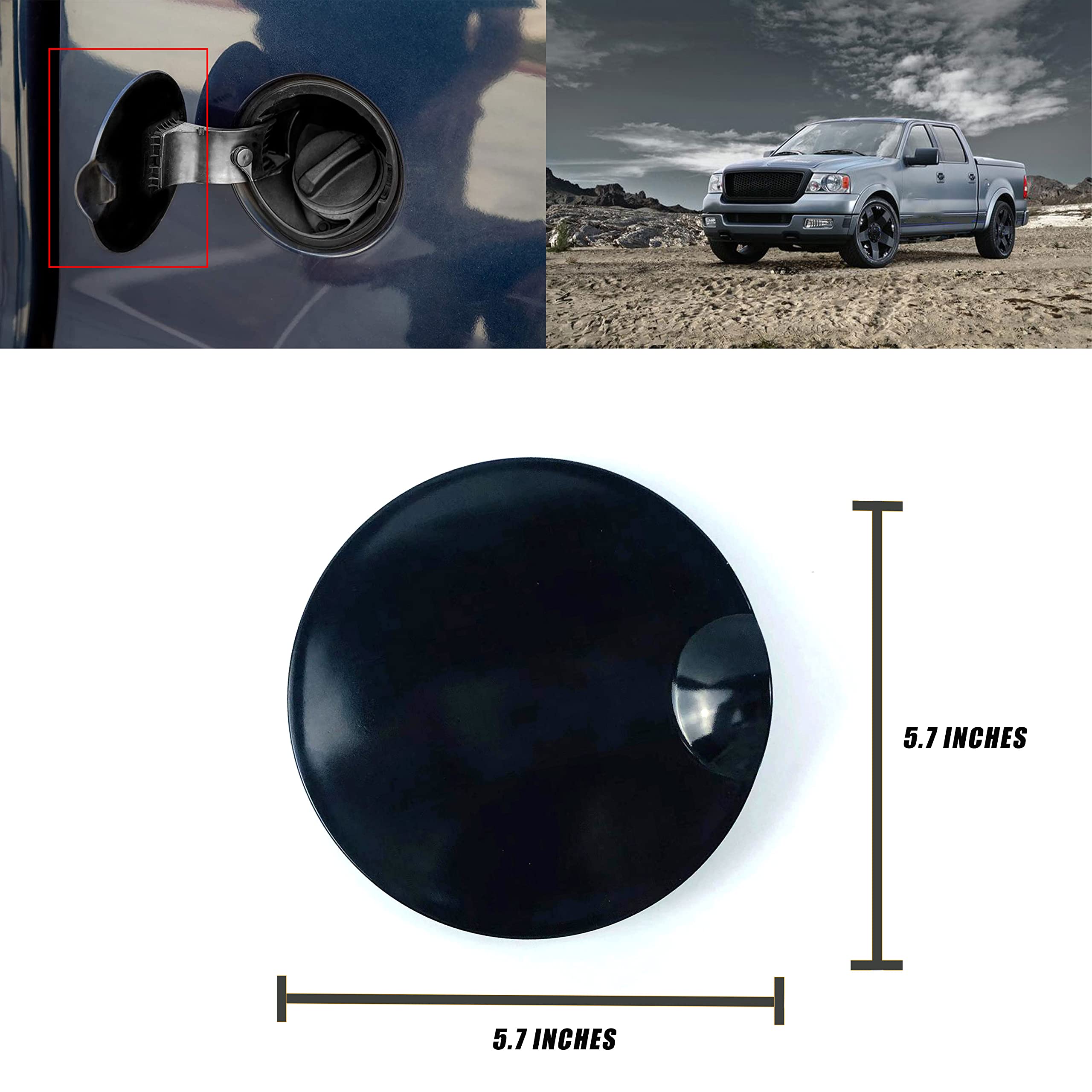 X AUTOHAUX White Fuel Tank Cap Cover For Ford F-150 2004-2008 4L3Z-99405A26-EAA