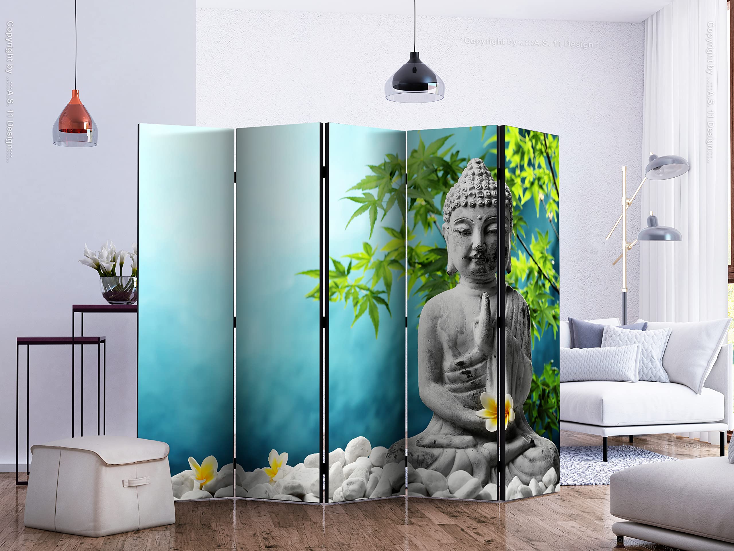 murando Biombo Buda 225x172 cm de Impresion Bilateral en el Lienzo de TNT Decoracion Foto Biombo de Madera con Imagen Impresa Home Office Separador SPA Zen Naturaleza h-B-0092-z-c