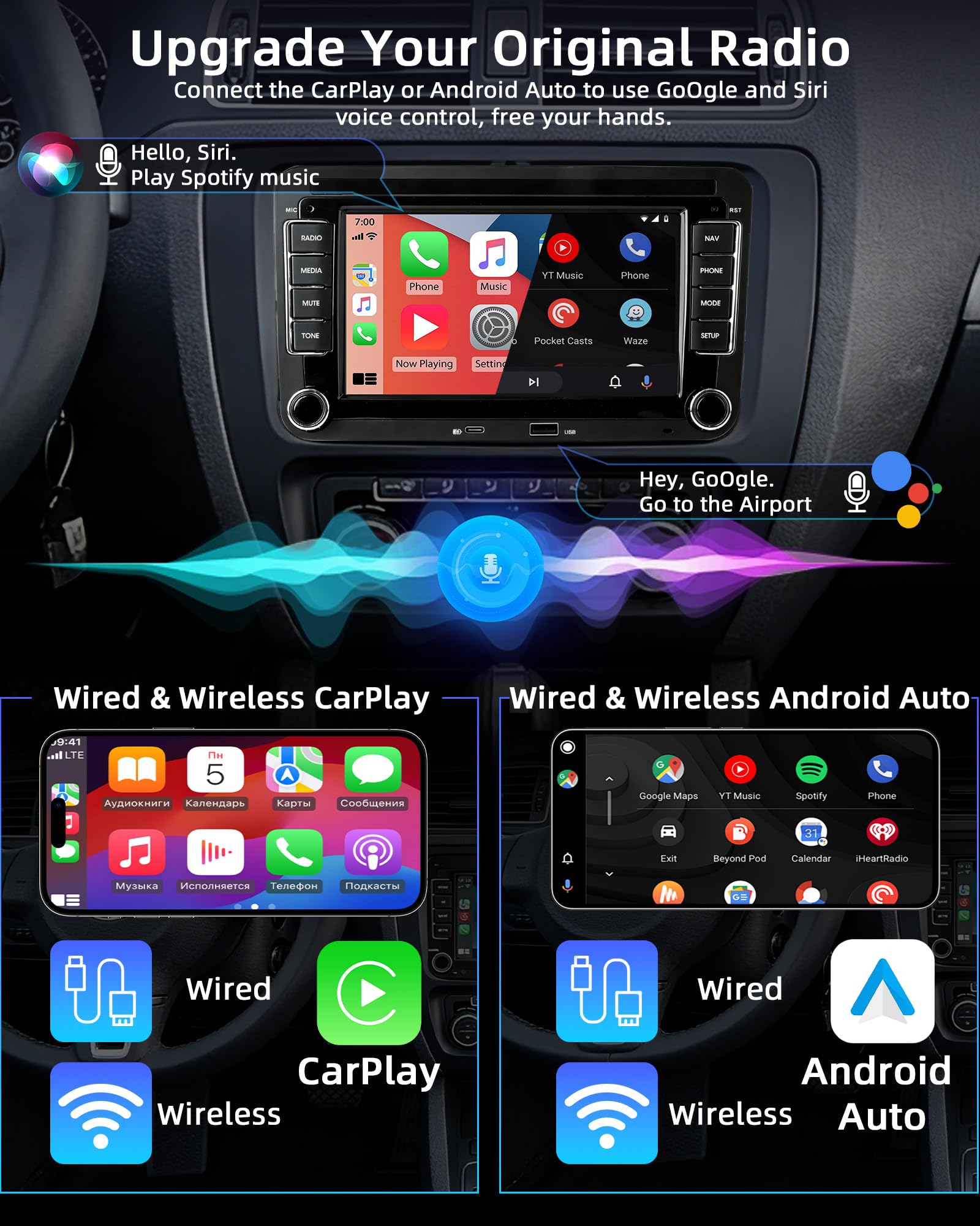 2+64G radio samochodowe z ekranem Bluetooth do VW Golf 5 6 T5 Polo