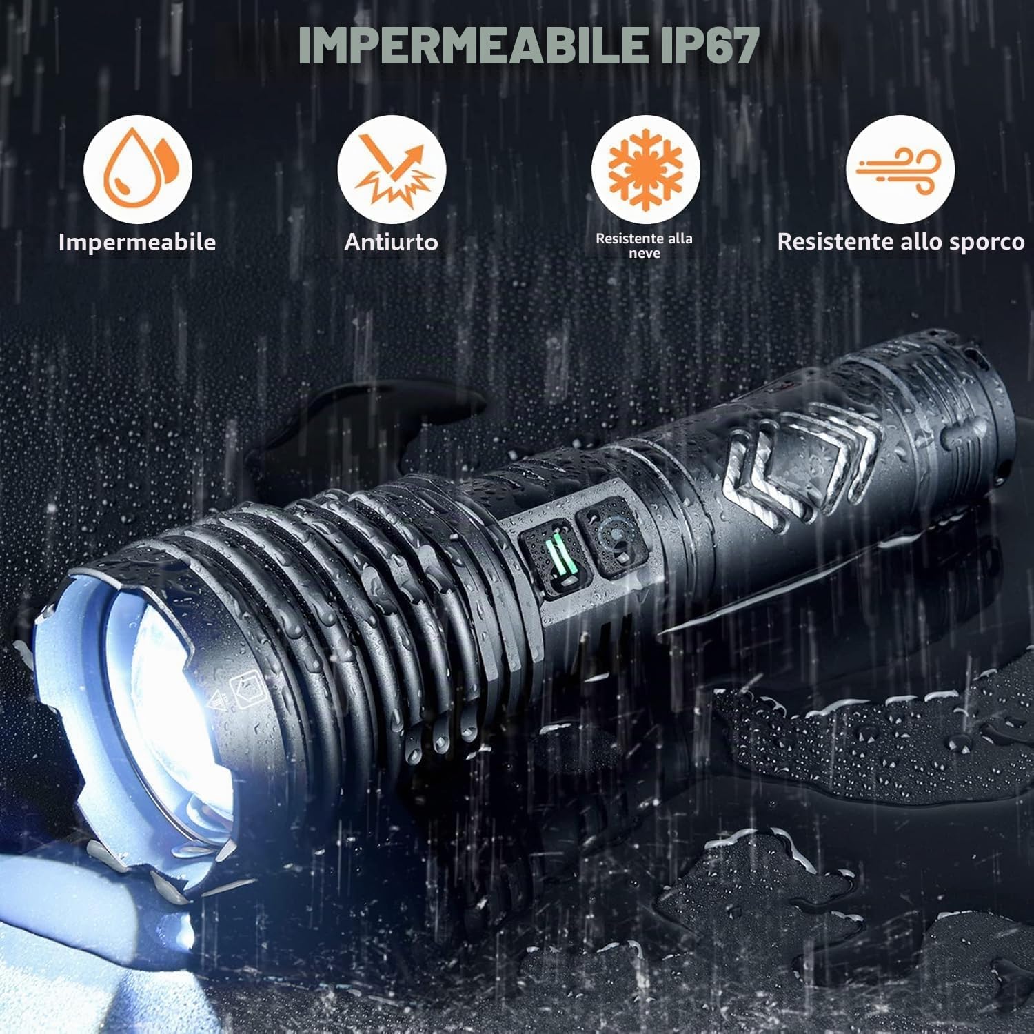 baibian [24H Vita Lunga] Torcia Ricaricabile ad Alta Potenza 155.000 Lumen, Torcia Tattica Super Luminosa con Raggio Ultra Lungo 1200m, Luce LED XHP160.6 per Emergenza, Campeggio, Regalo
