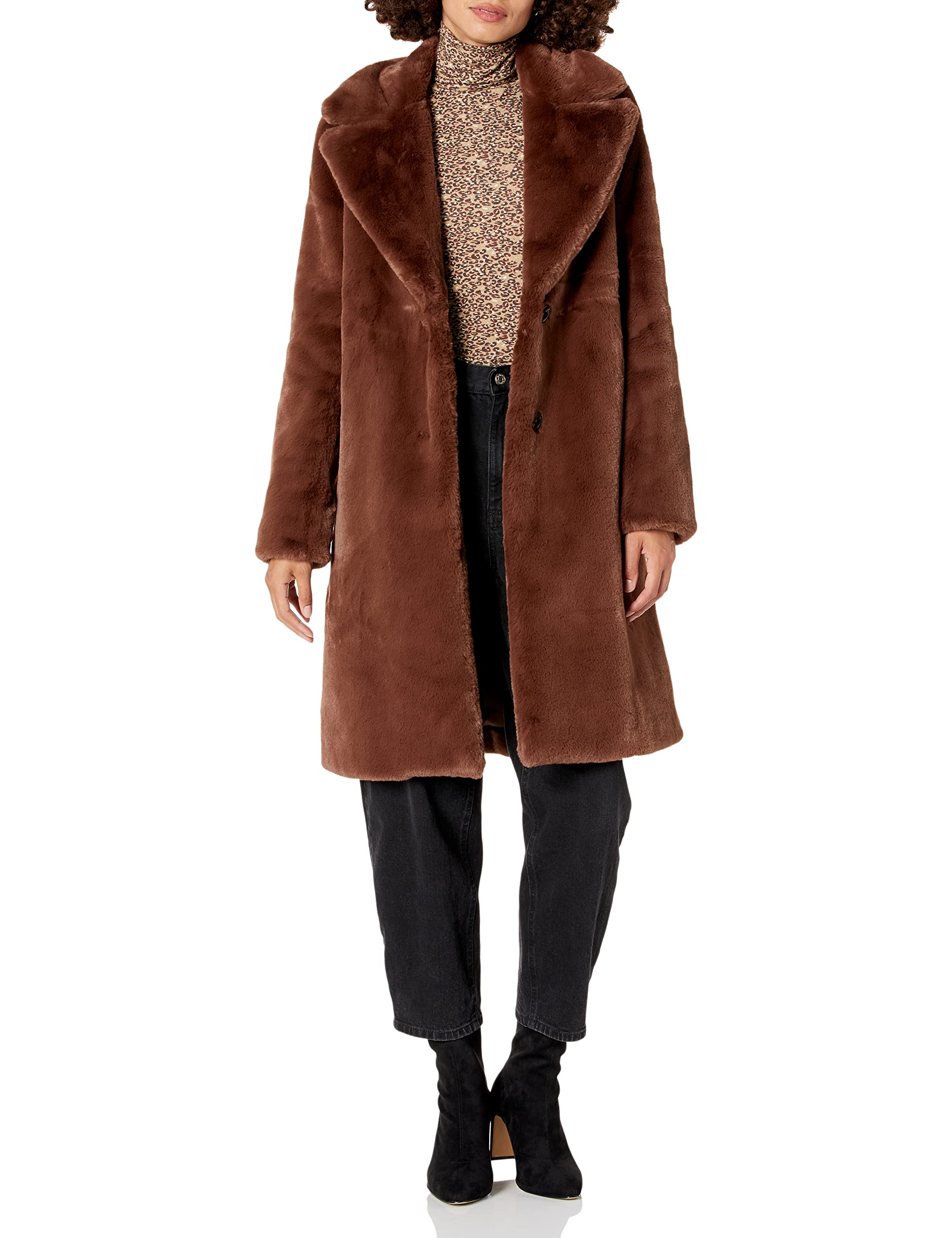 The Drop, Kiara, Cappotto da Donna, Lungo e Morbido in Finta Pelliccia