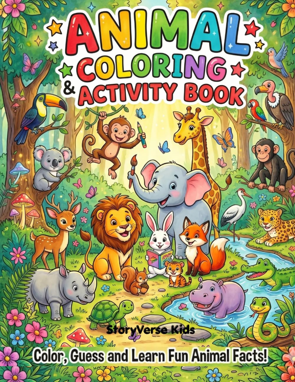 Animal Coloring & Activity Book for Kids: A Fun Educational Coloring Book with Animal Riddles, Activities and Learning Games for Ages 4–8