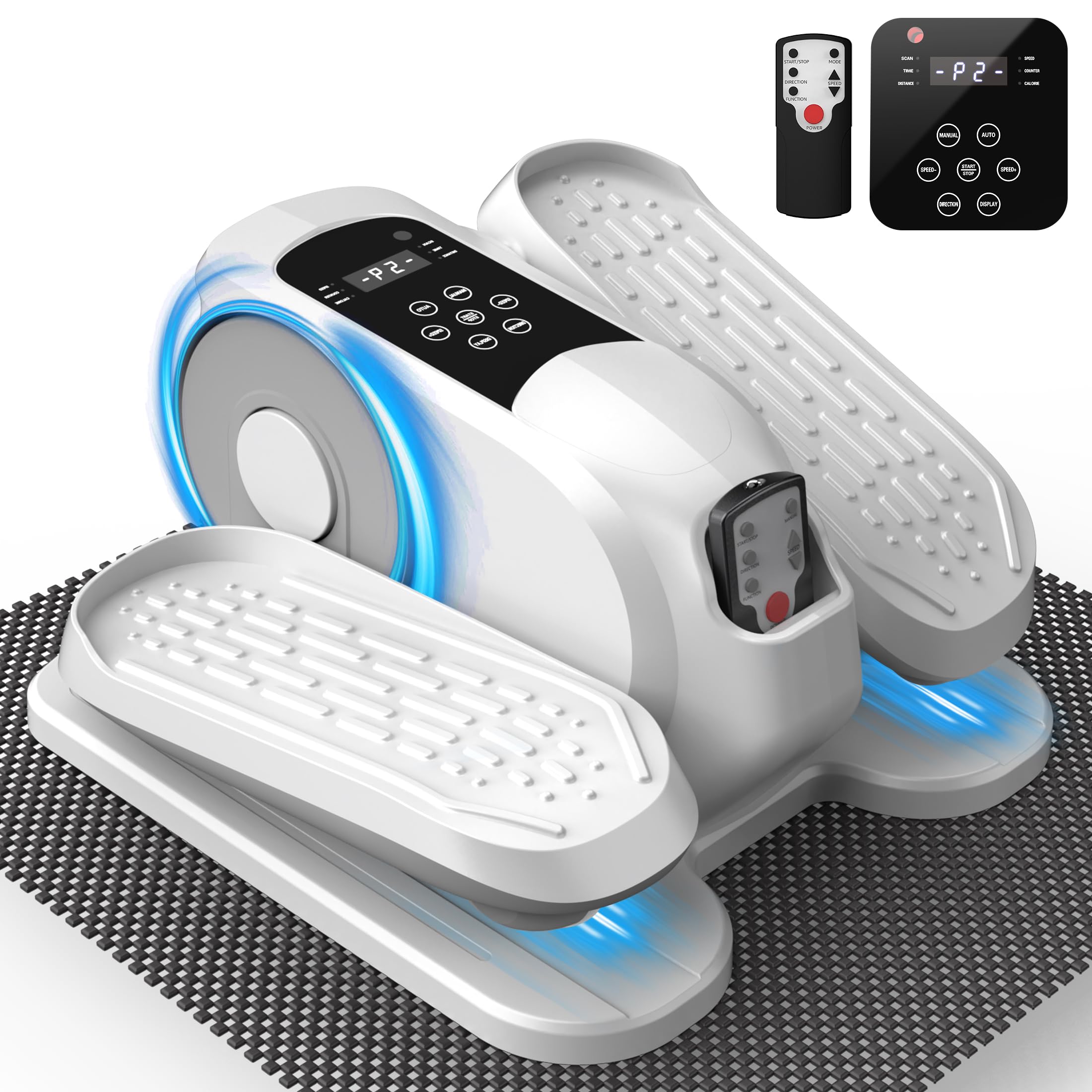 Mini Under Desk Elliptical Low Impact Electric Leg Exerciser As Seen on TV While Sitting for Seniors with Non-Slip Mat Quiet & Portable for Home and Office White-image-37