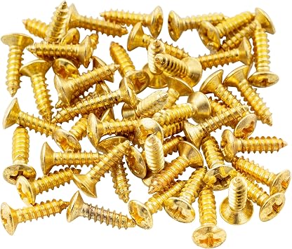 Musiclily 3x12mm Guitar Pickguard Screws Scratch Plate Mounting Screws for Fender Stratocaster Telecaster Electric Guitar Replacement, Gold Pack of 50