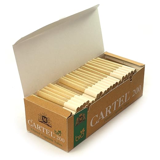 Cartel Bio Unbleached Filtered Cigarette Tubes - 1 Box with 200 Tubes